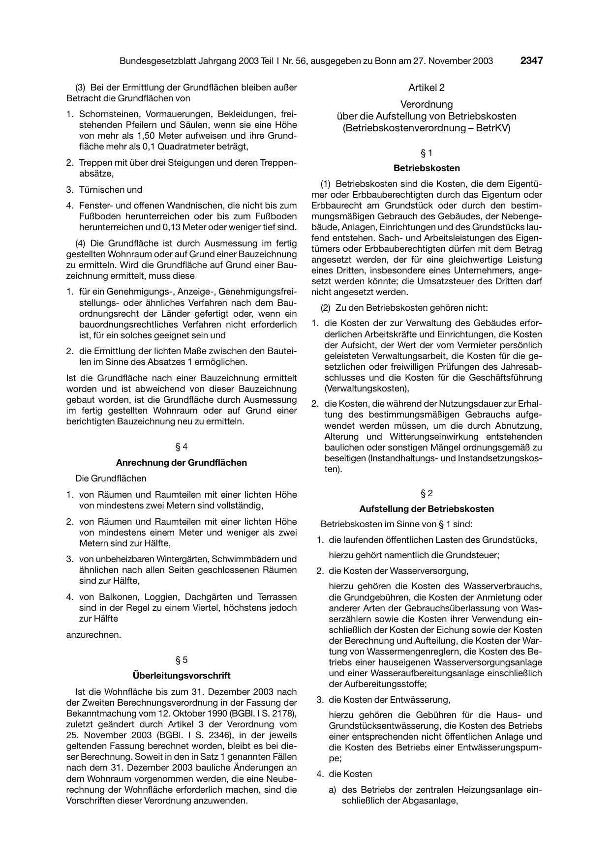 BGBl. 2003, Seite 2347 — Originalseite als Abbildung