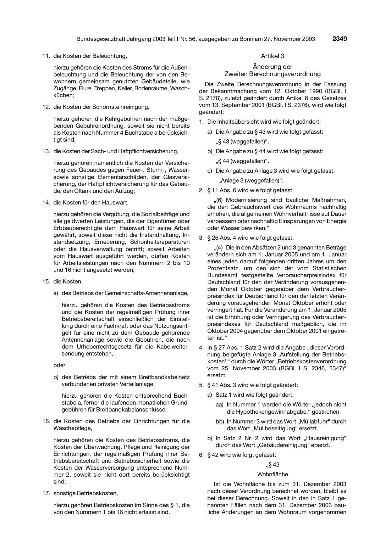 BGBl. 2003, Seite 2349 — Originalseite als Abbildung