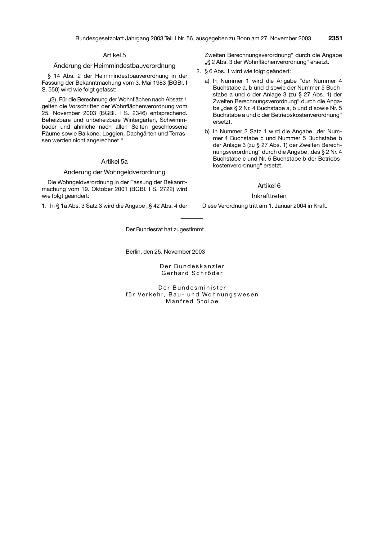 BGBl. 2003, Seite 2351 — Originalseite als Abbildung