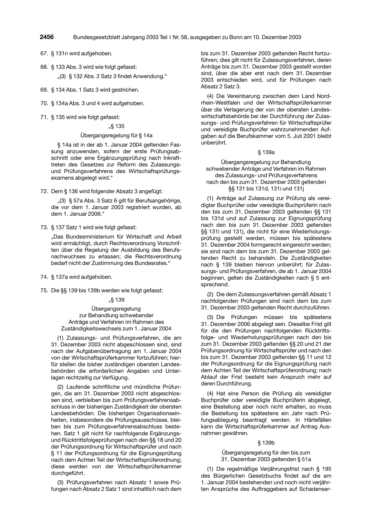 BGBl. 2003, Seite 2456 — Originalseite als Abbildung