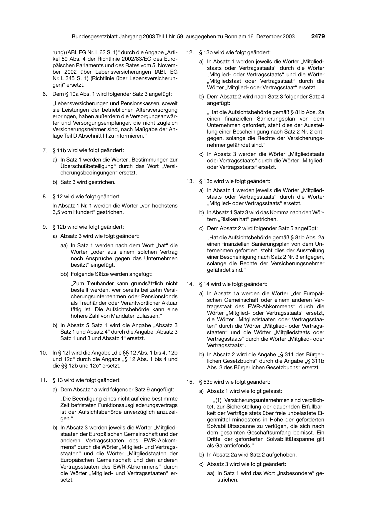 BGBl. 2003, Seite 2479 — Originalseite als Abbildung
