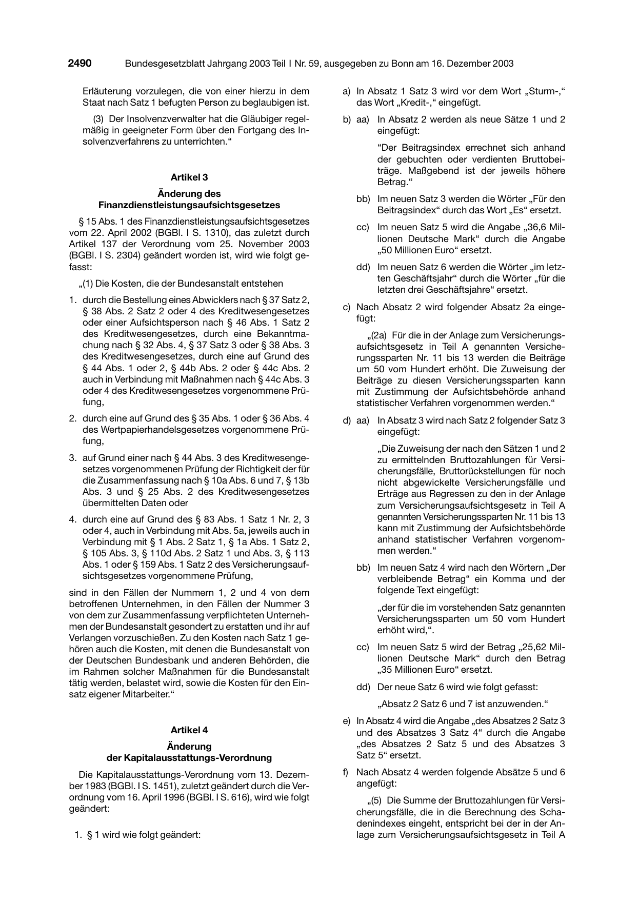 BGBl. 2003, Seite 2490 — Originalseite als Abbildung