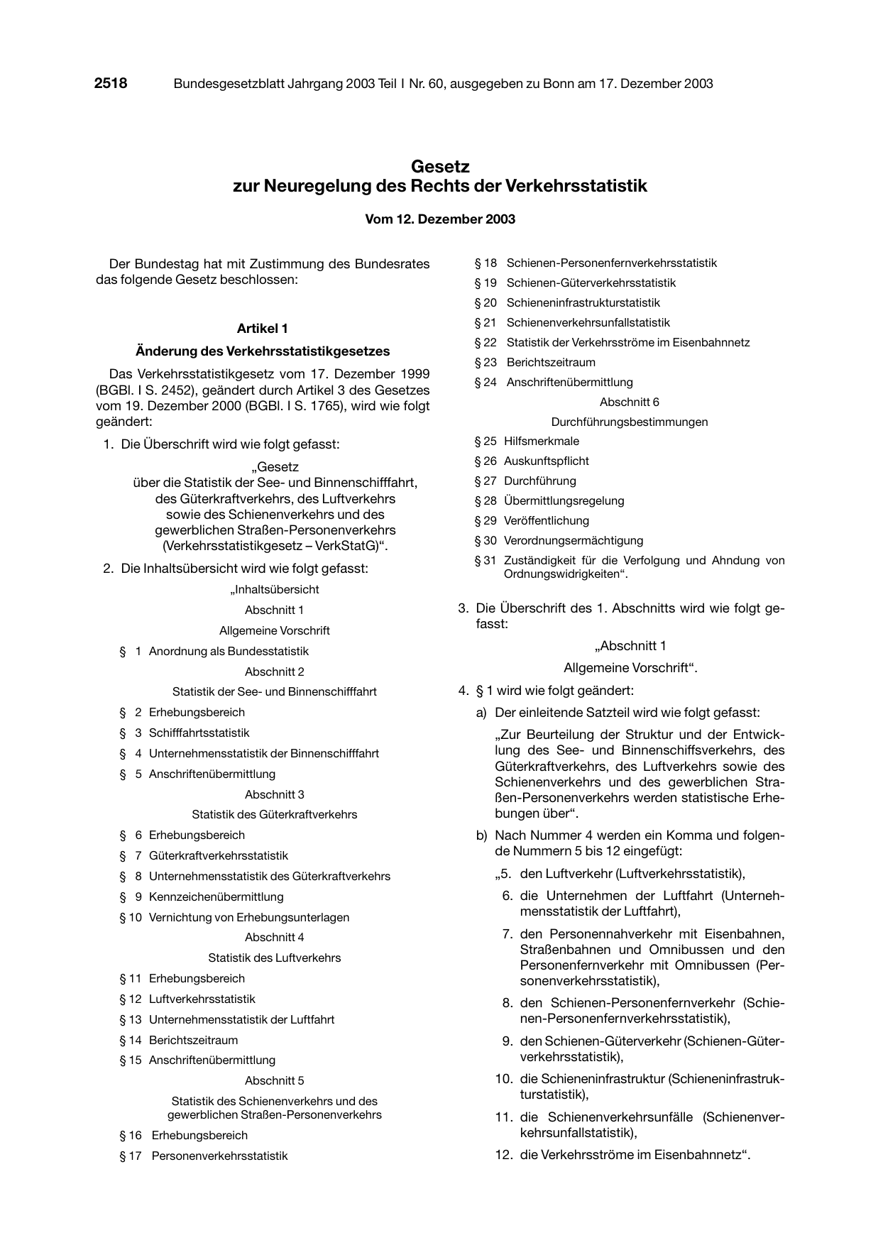 BGBl. 2003, Seite 2518 — Originalseite als Abbildung