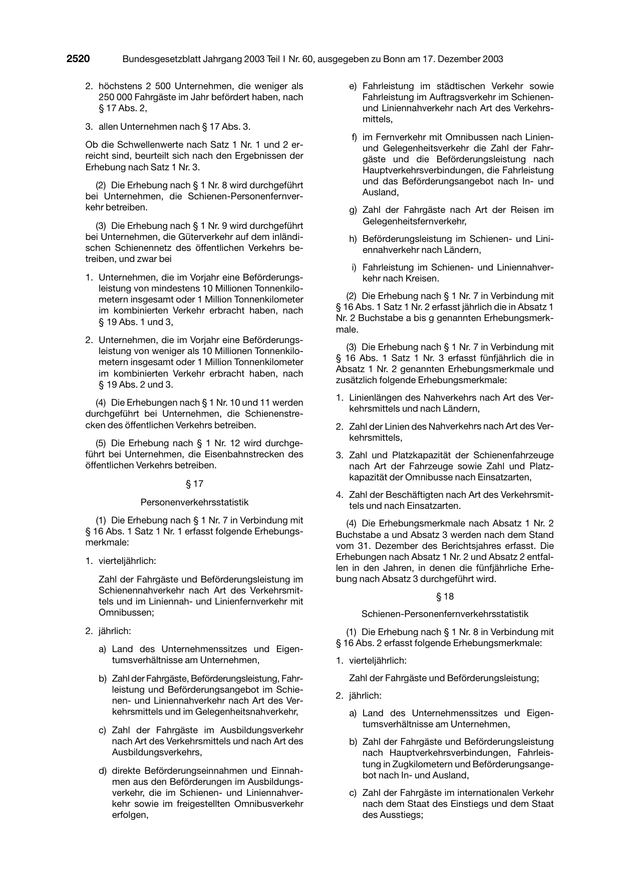 BGBl. 2003, Seite 2520 — Originalseite als Abbildung