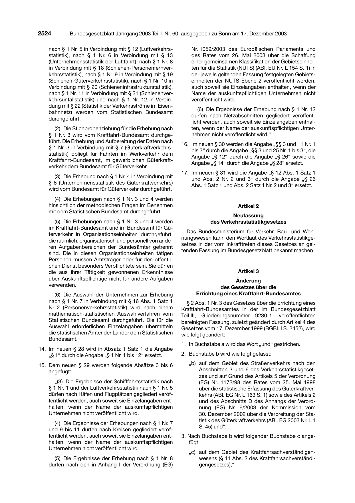 BGBl. 2003, Seite 2524 — Originalseite als Abbildung