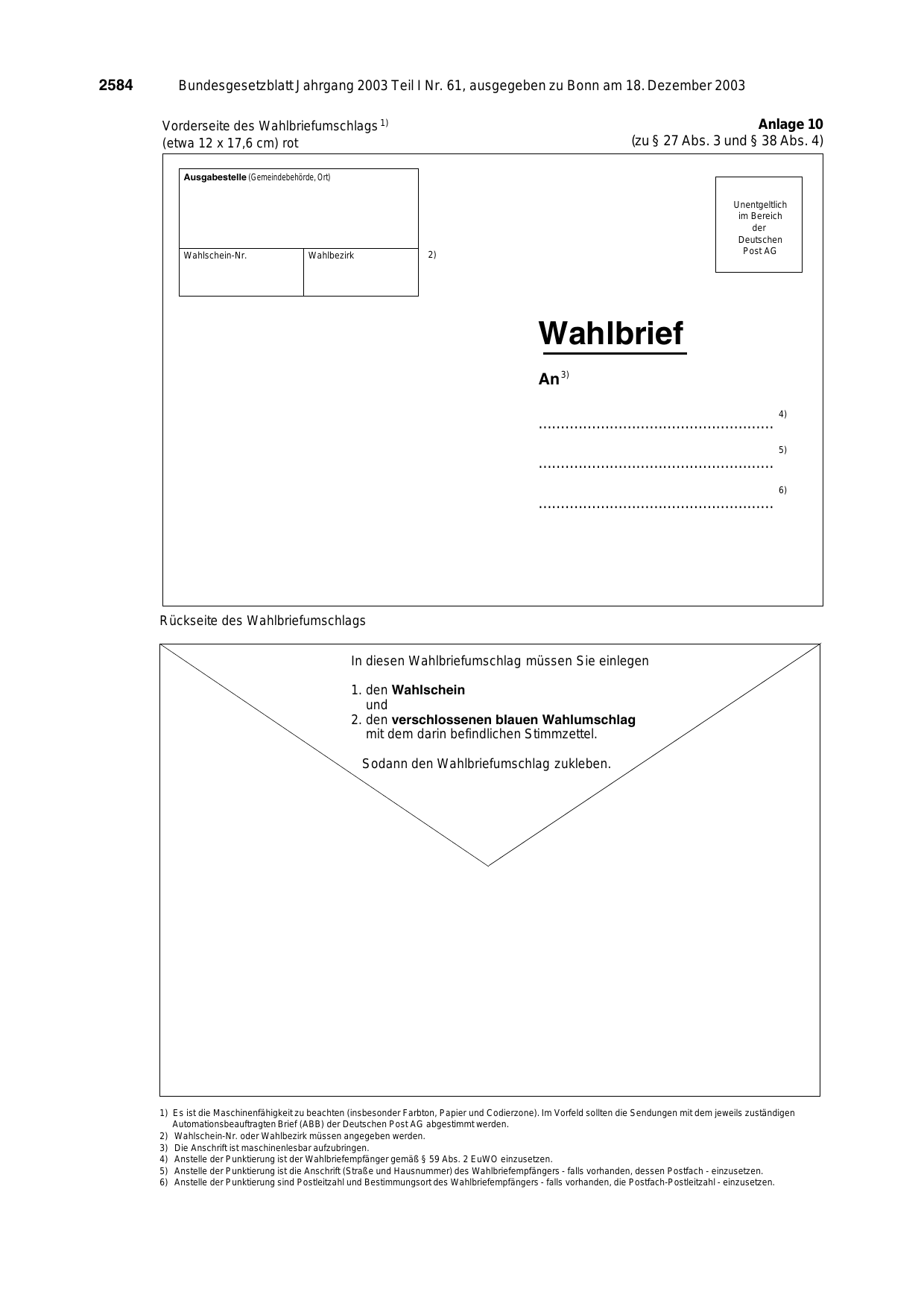 BGBl. 2003, Seite 2584 — Originalseite als Abbildung