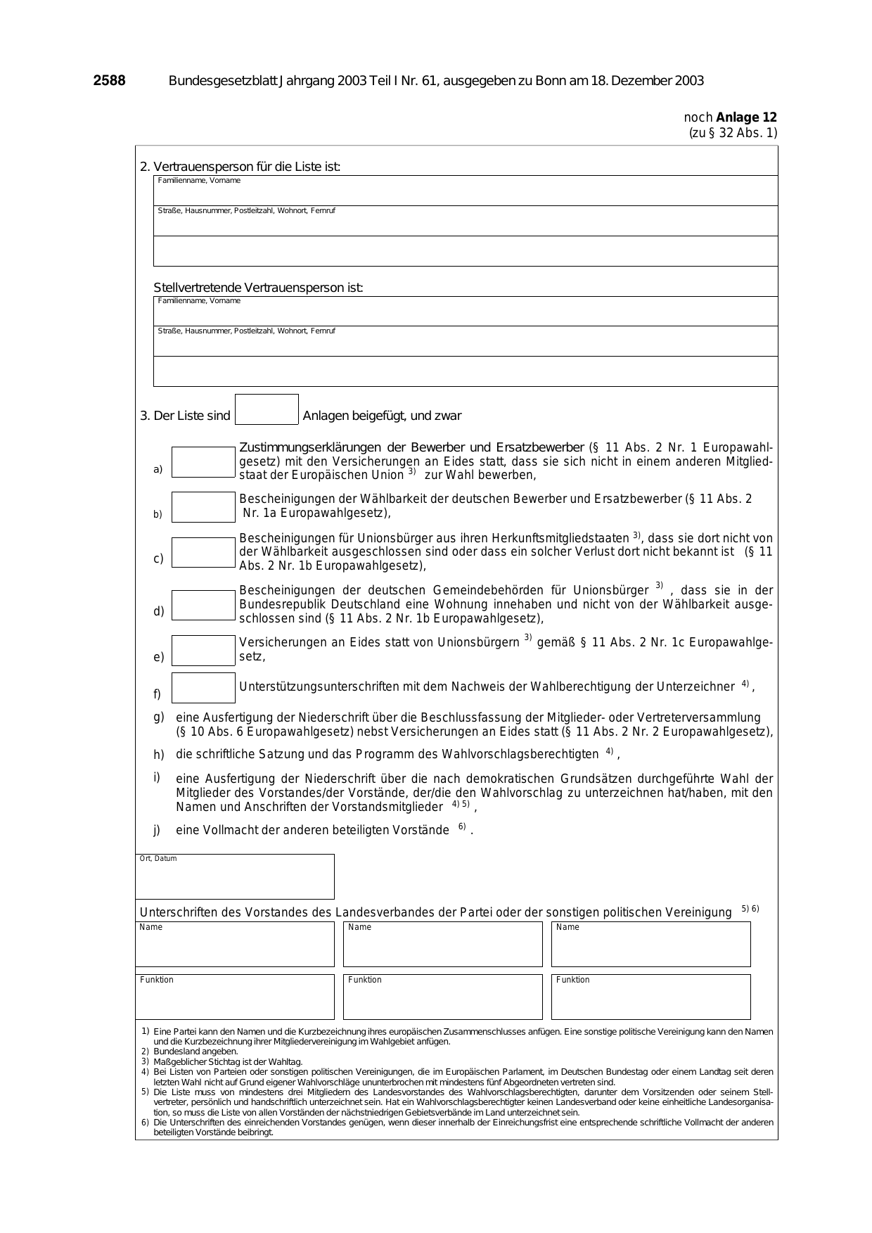 BGBl. 2003, Seite 2588 — Originalseite als Abbildung