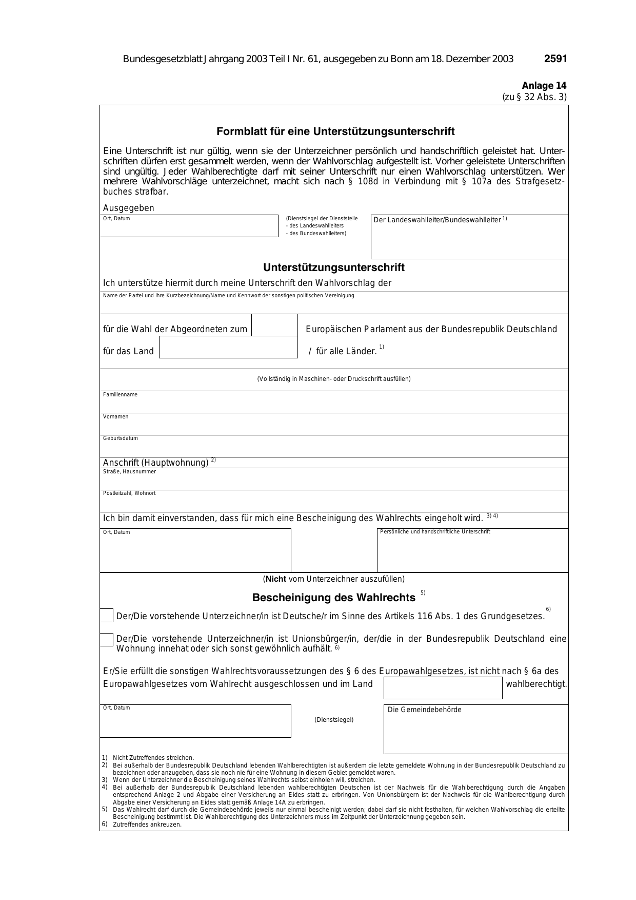 BGBl. 2003, Seite 2591 — Originalseite als Abbildung