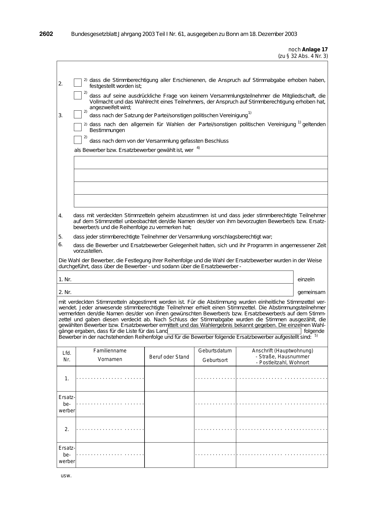 BGBl. 2003, Seite 2602 — Originalseite als Abbildung