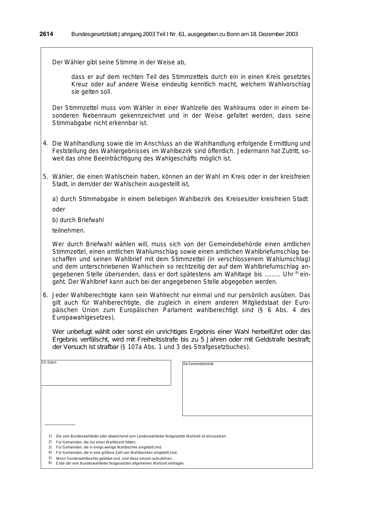 BGBl. 2003, Seite 2614 — Originalseite als Abbildung