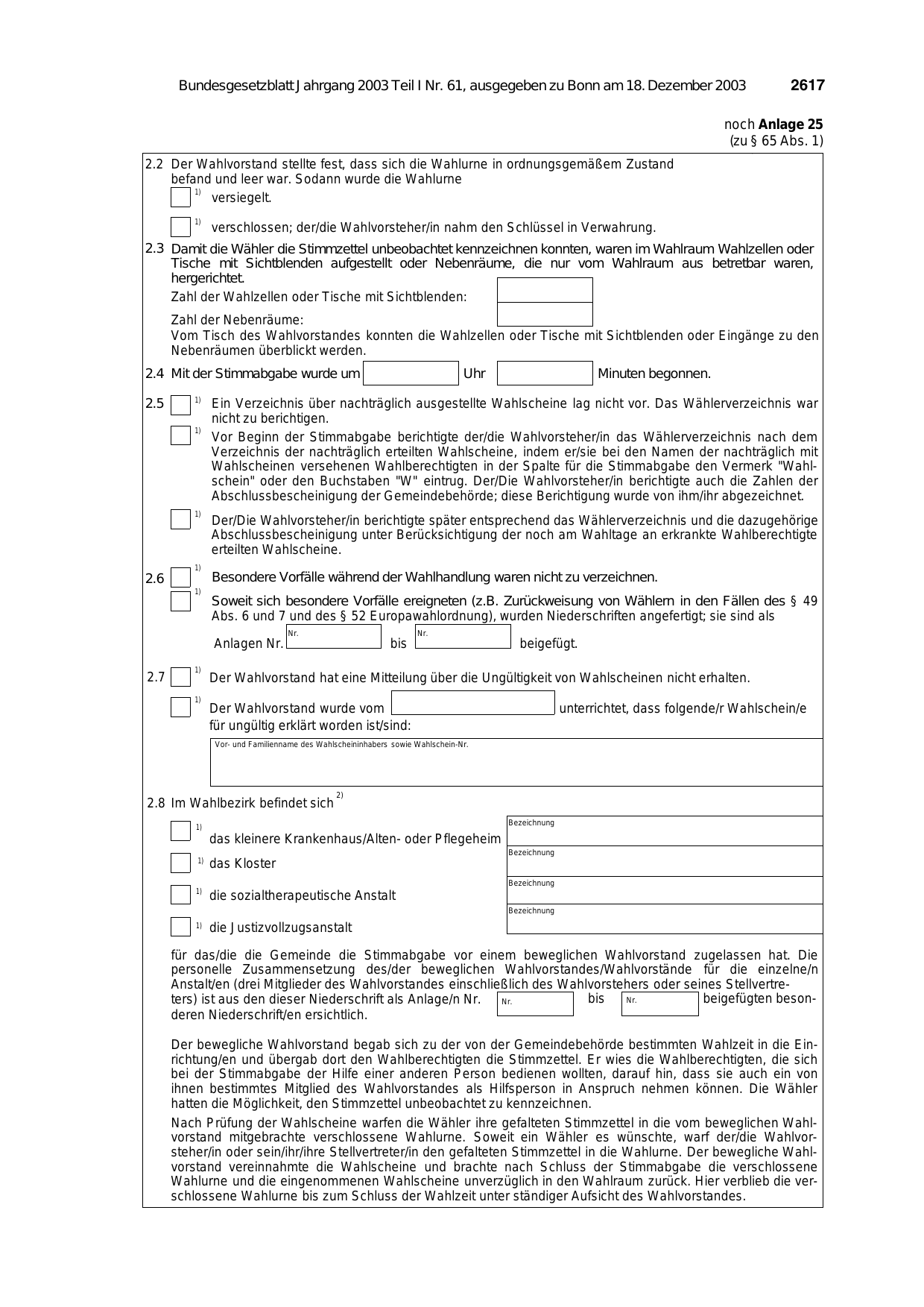 BGBl. 2003, Seite 2617 — Originalseite als Abbildung