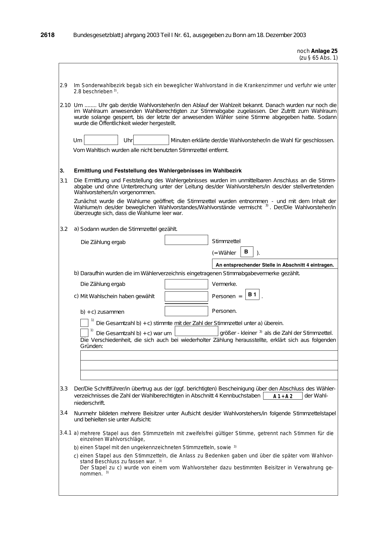 BGBl. 2003, Seite 2618 — Originalseite als Abbildung