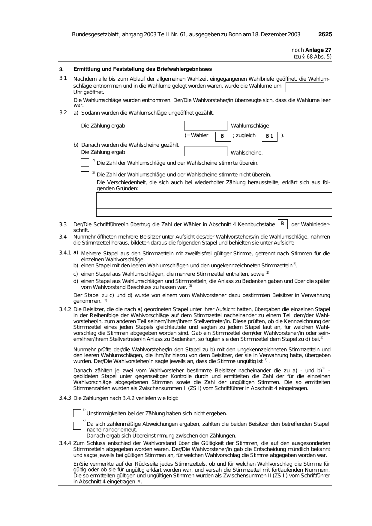 BGBl. 2003, Seite 2625 — Originalseite als Abbildung