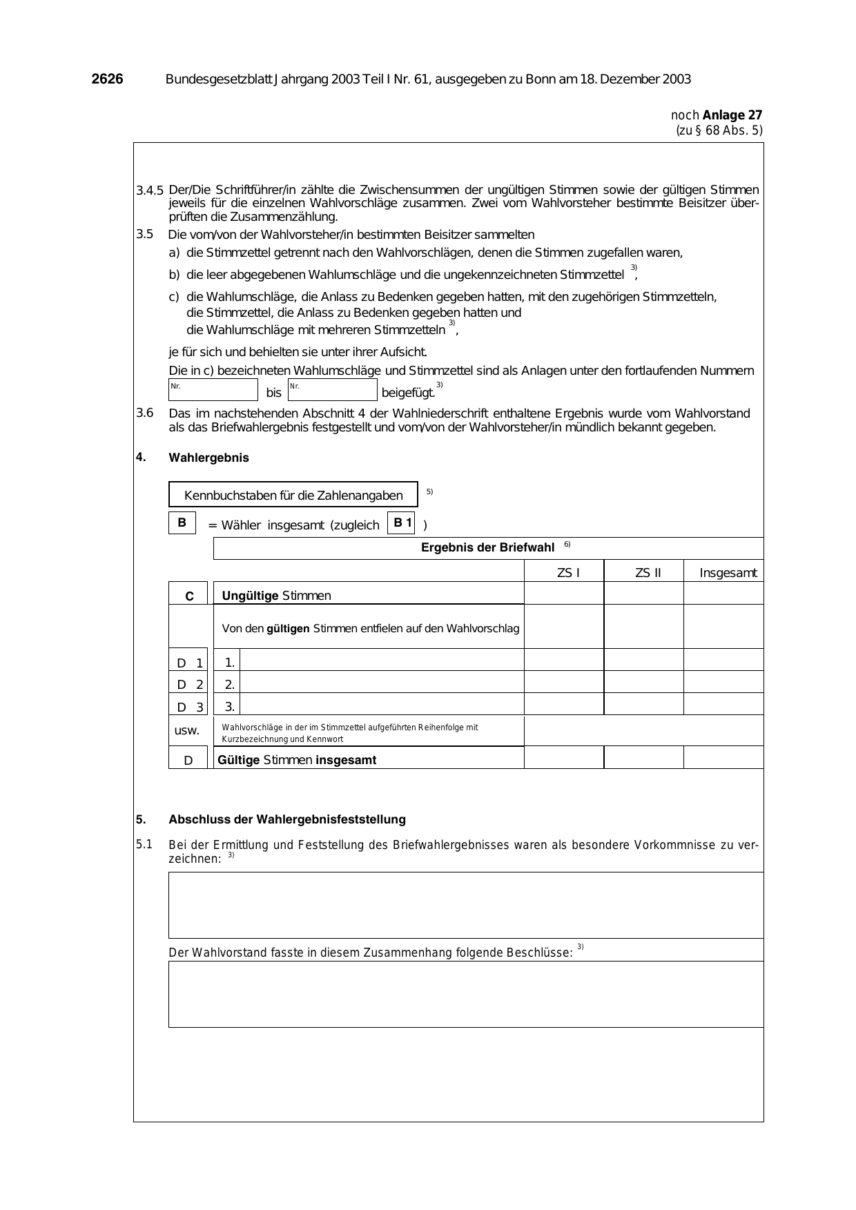 BGBl. 2003, Seite 2626 — Originalseite als Abbildung