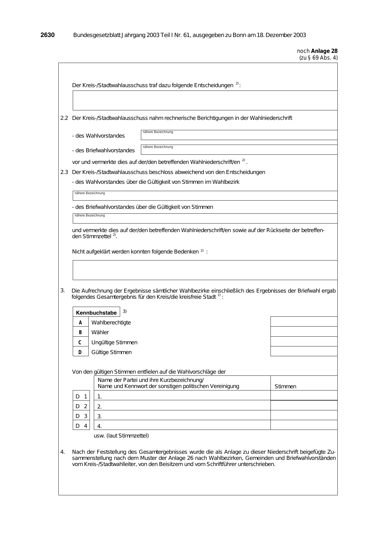 BGBl. 2003, Seite 2630 — Originalseite als Abbildung