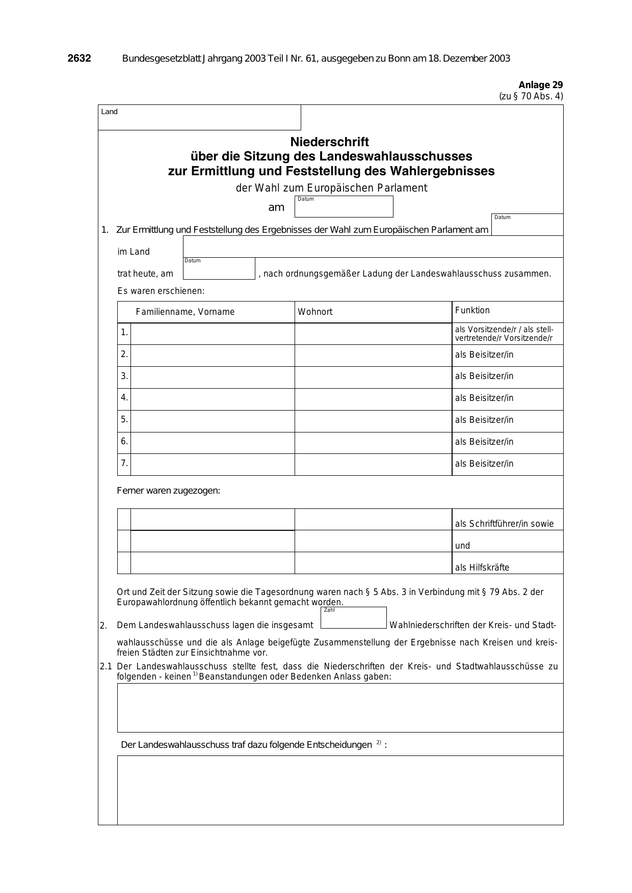 BGBl. 2003, Seite 2632 — Originalseite als Abbildung