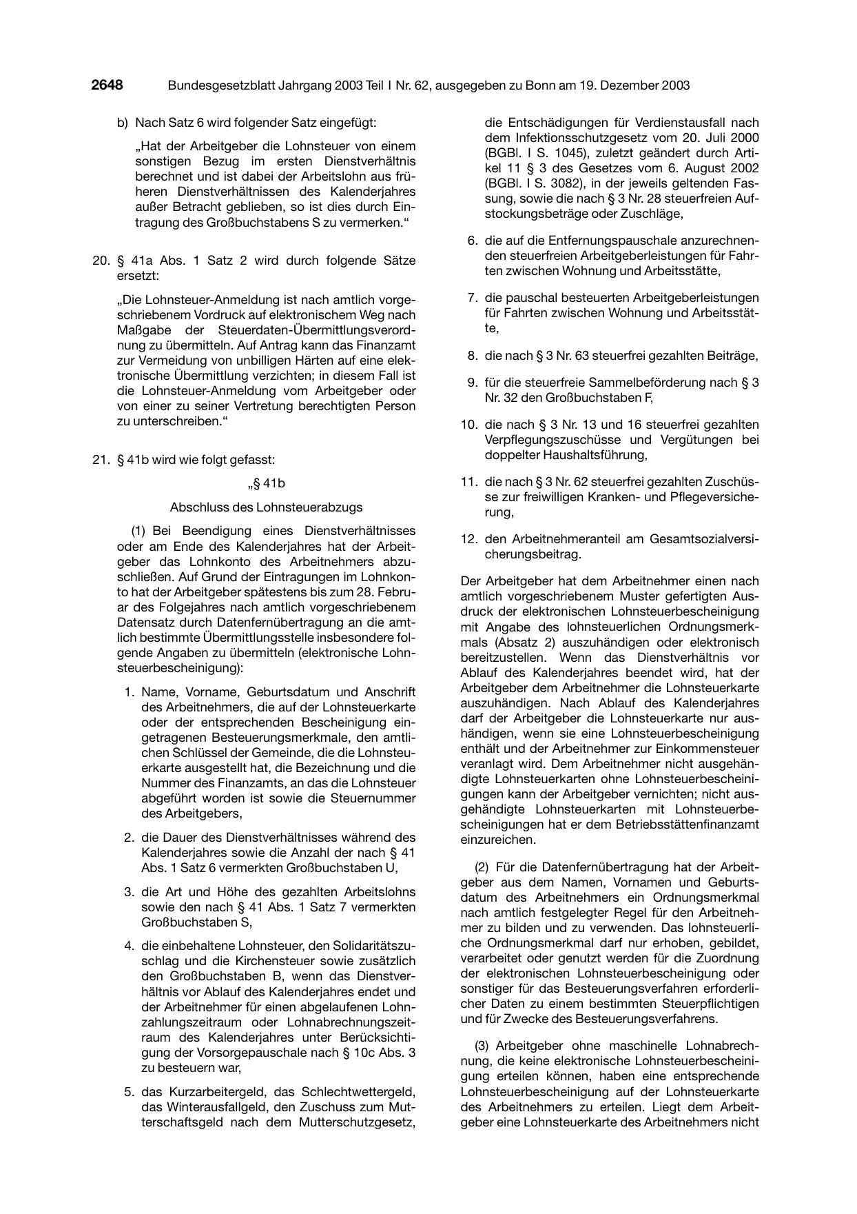 BGBl. 2003, Seite 2648 — Originalseite als Abbildung