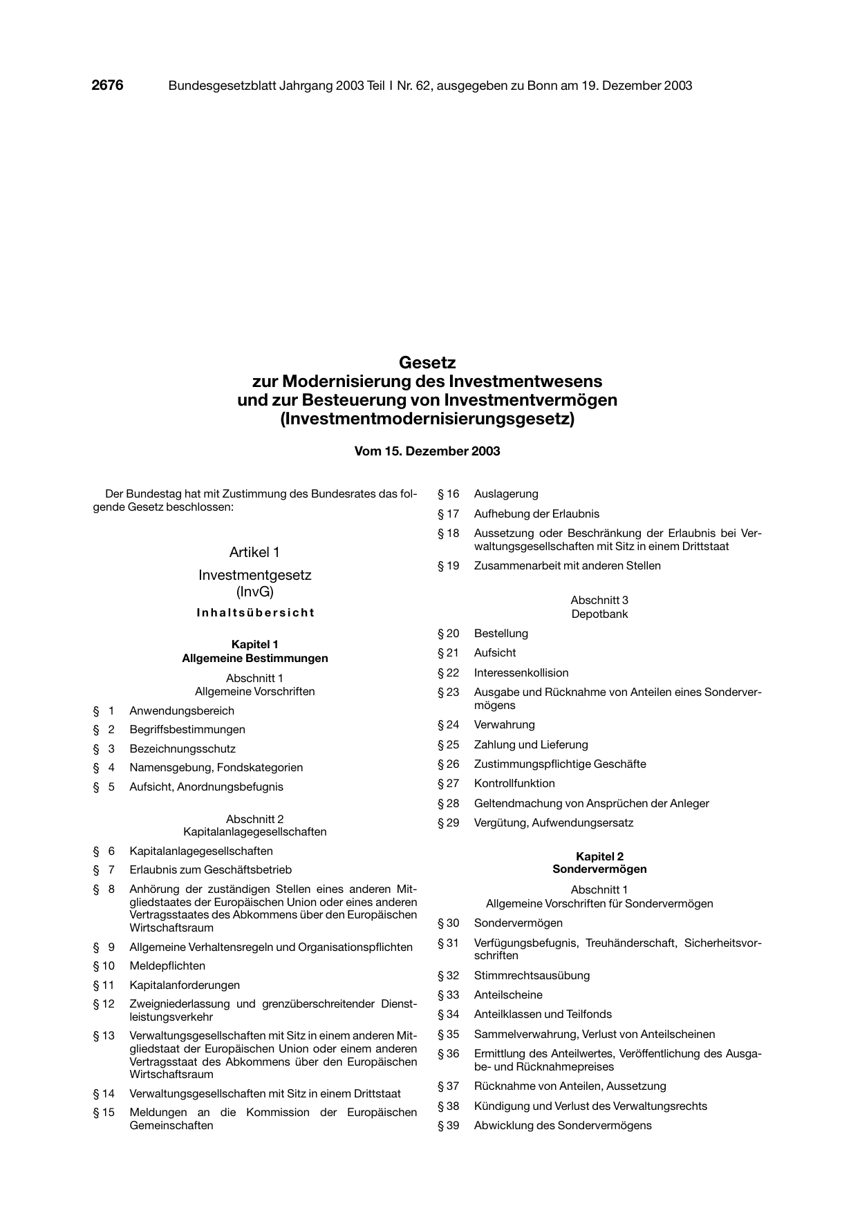 BGBl. 2003, Seite 2676 — Originalseite als Abbildung