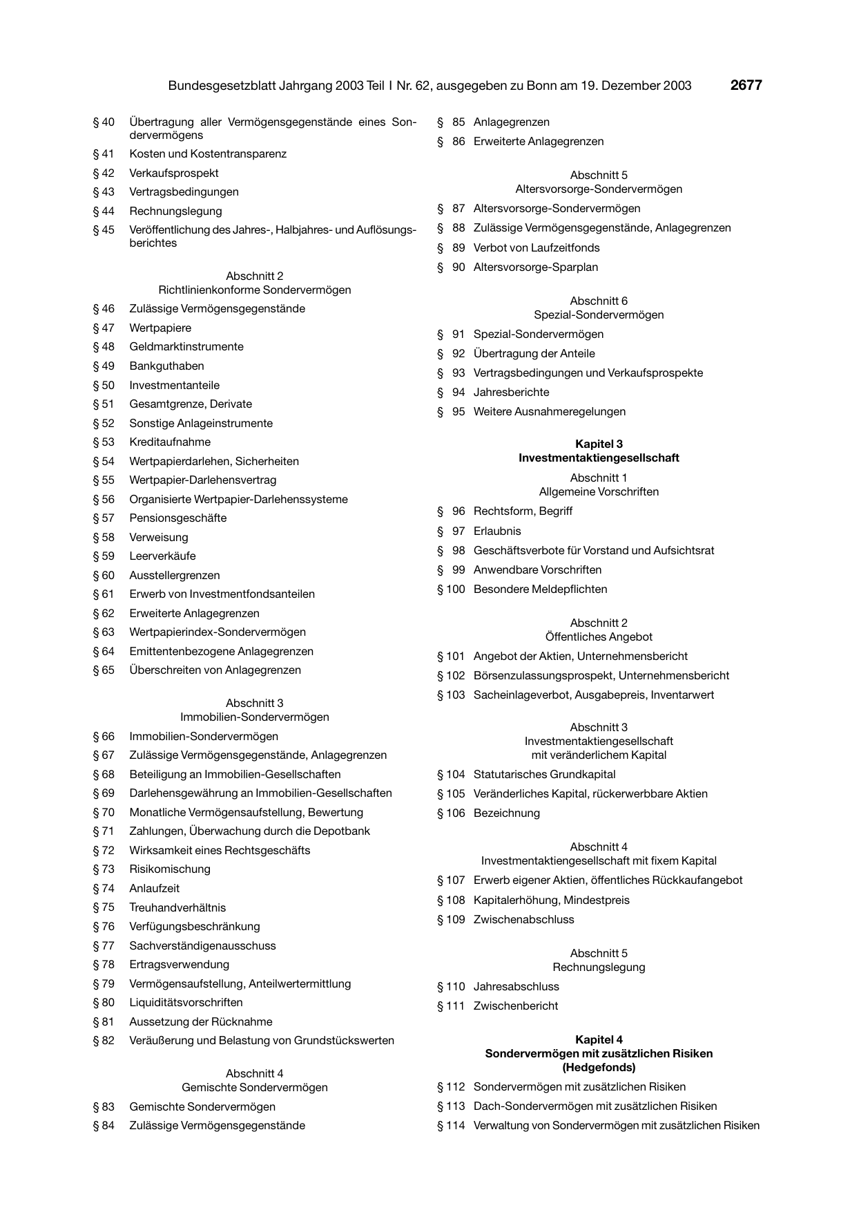 BGBl. 2003, Seite 2677 — Originalseite als Abbildung