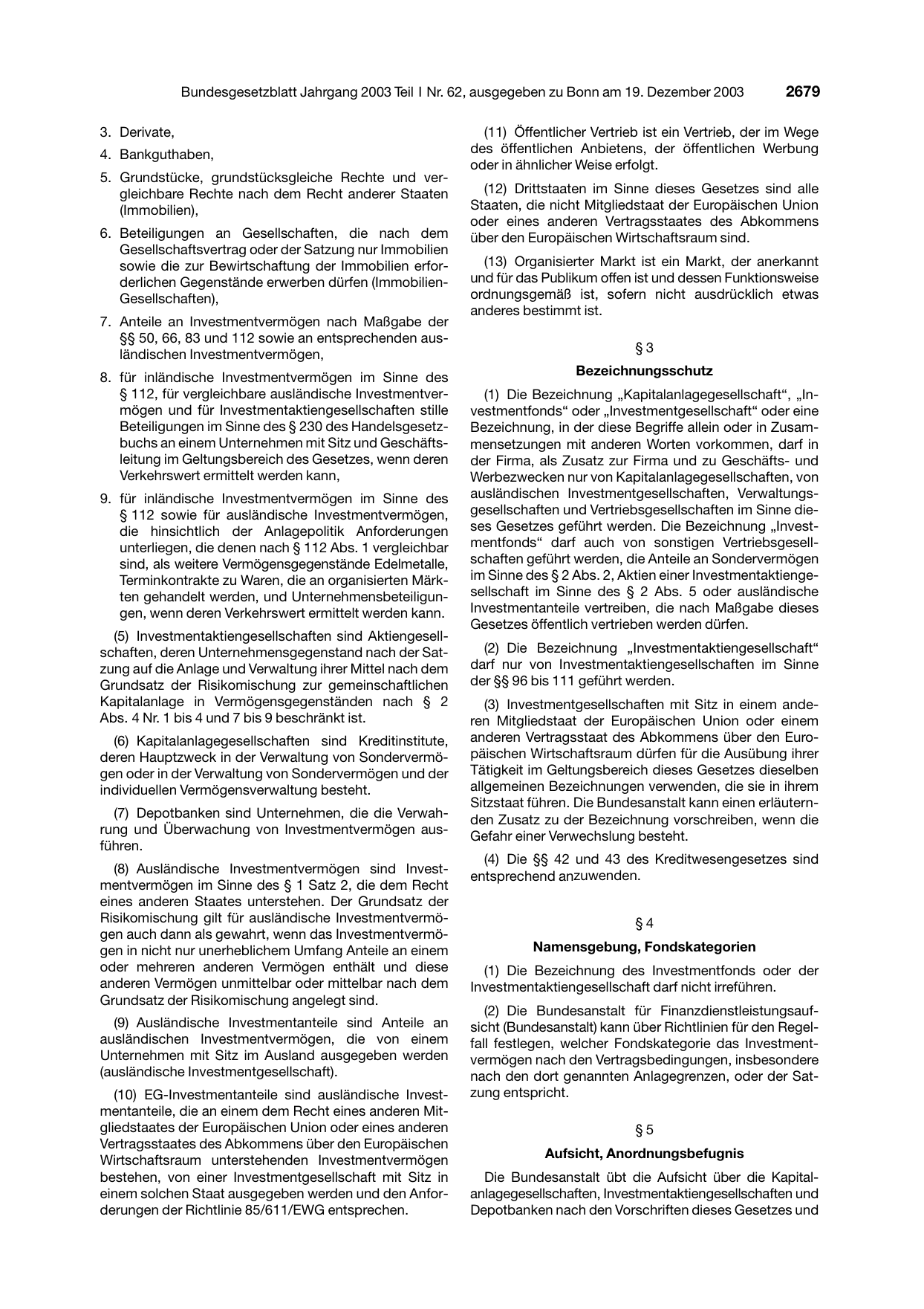 BGBl. 2003, Seite 2679 — Originalseite als Abbildung