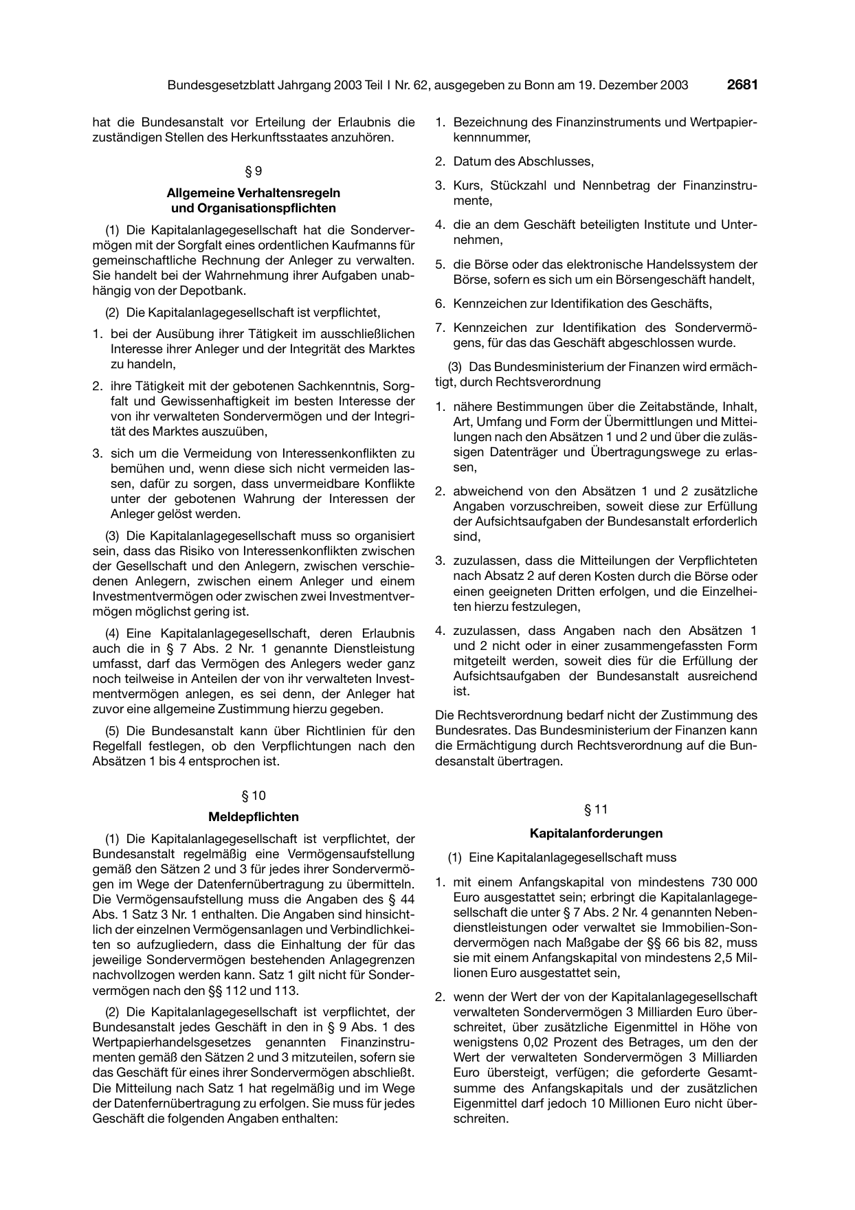 BGBl. 2003, Seite 2681 — Originalseite als Abbildung