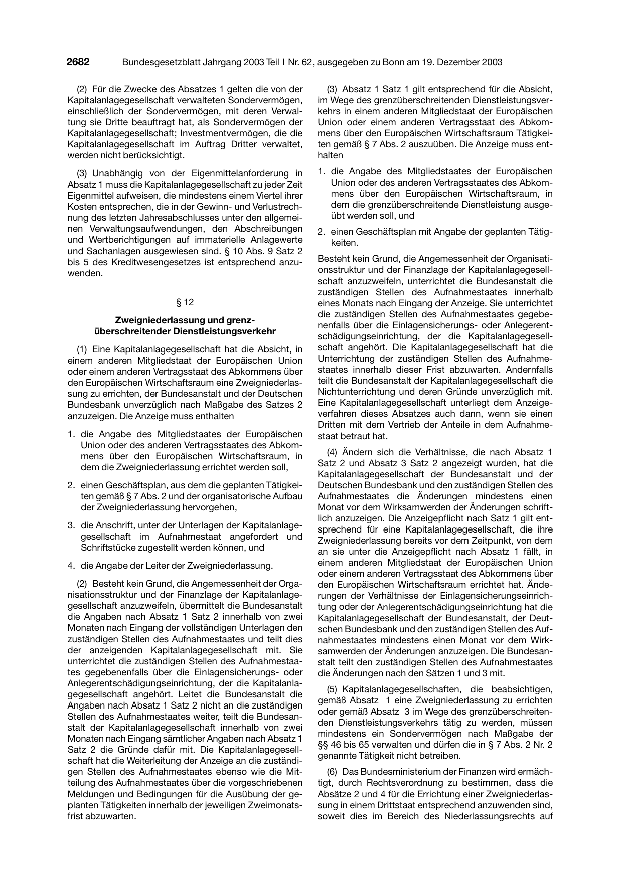 BGBl. 2003, Seite 2682 — Originalseite als Abbildung