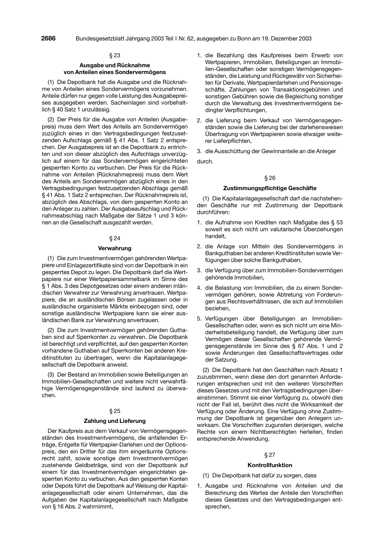 BGBl. 2003, Seite 2686 — Originalseite als Abbildung