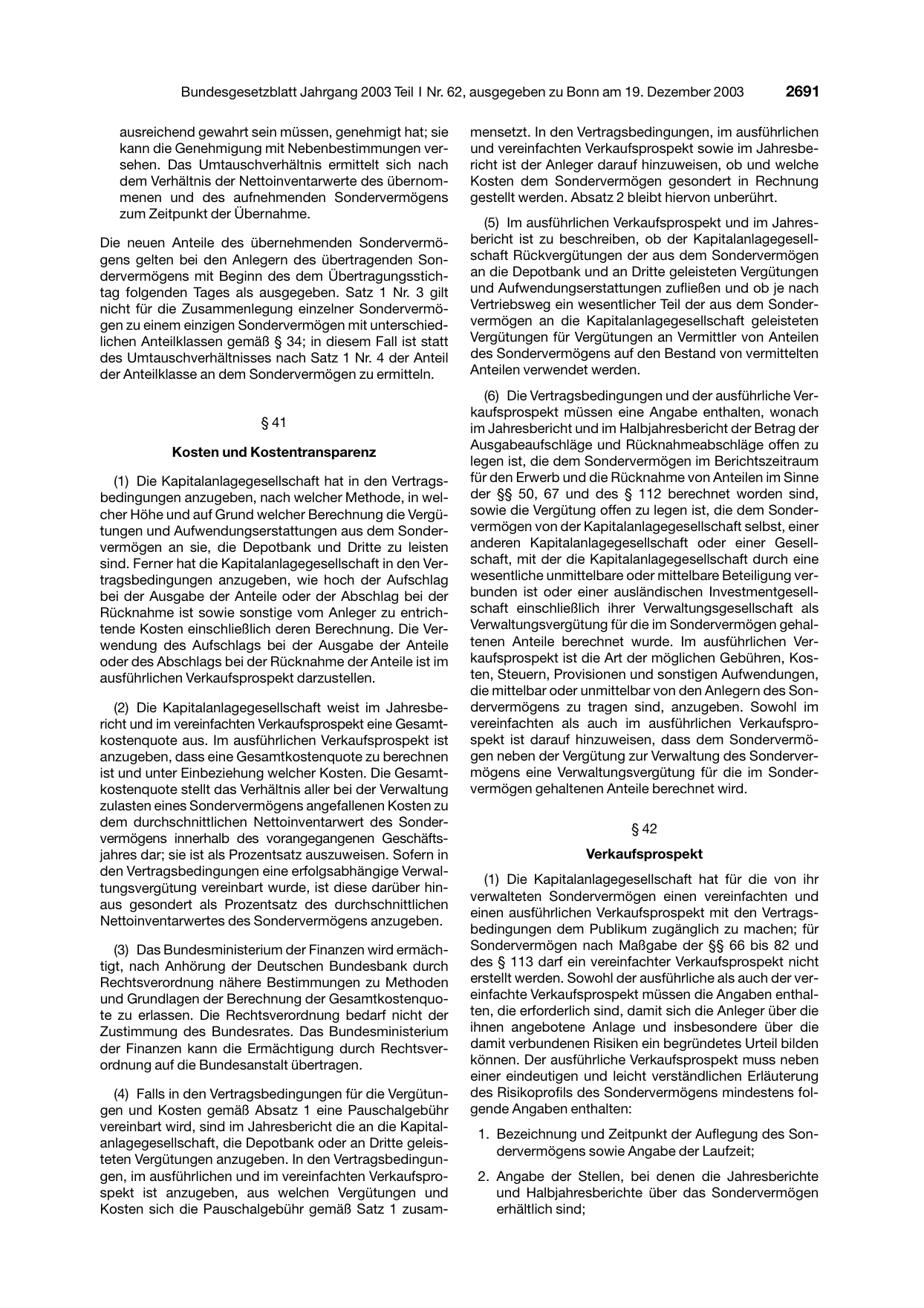 BGBl. 2003, Seite 2691 — Originalseite als Abbildung