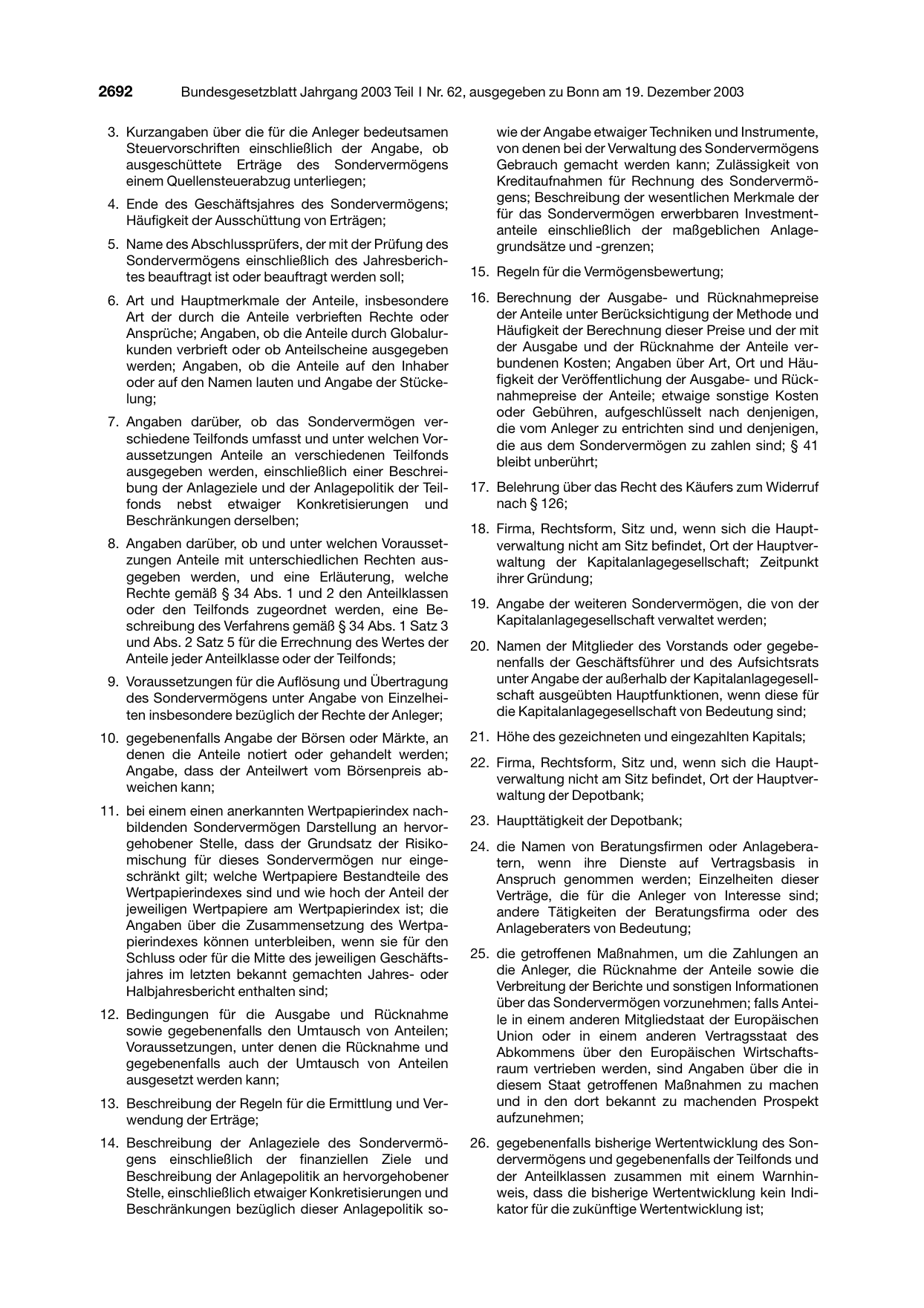 BGBl. 2003, Seite 2692 — Originalseite als Abbildung