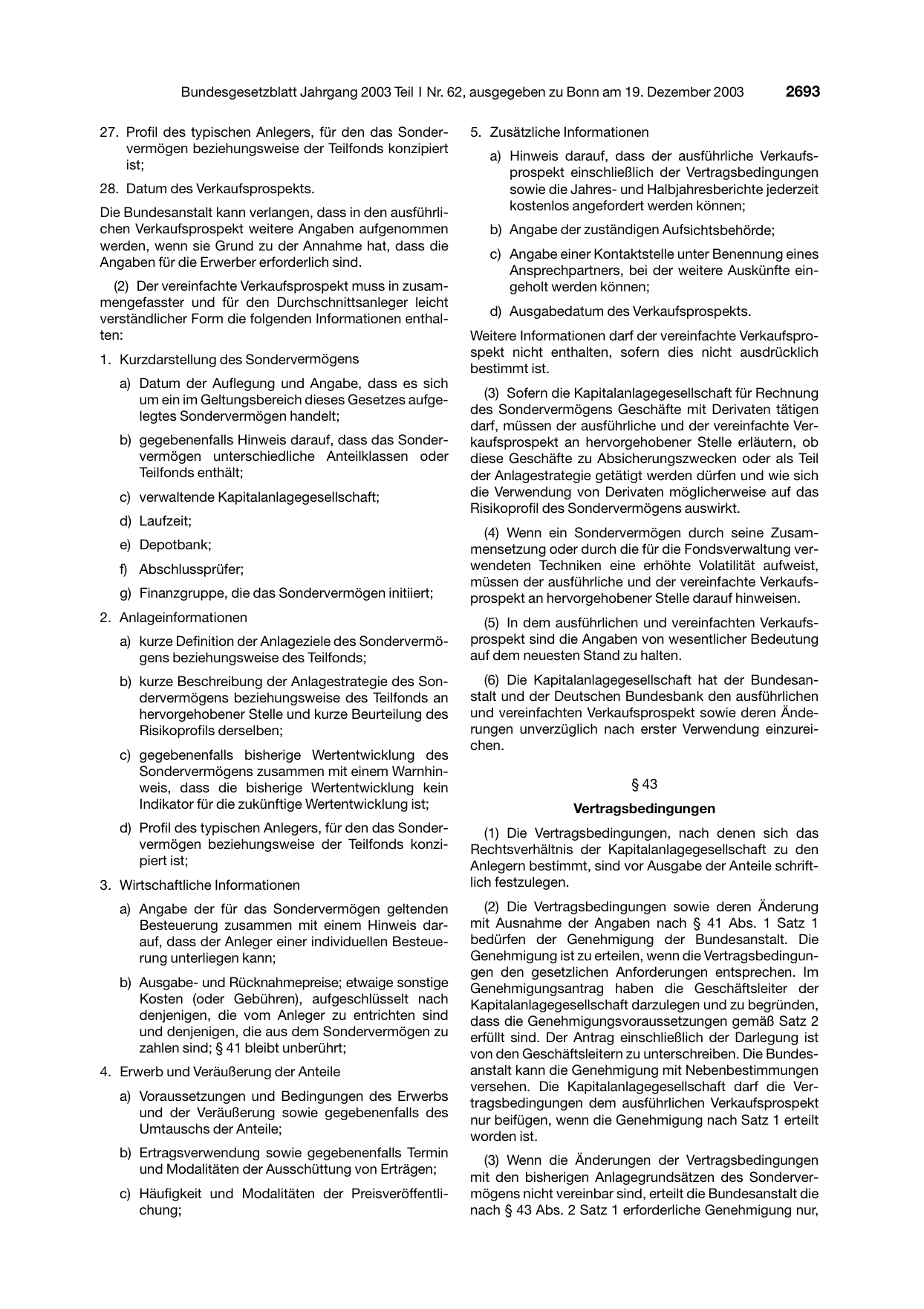 BGBl. 2003, Seite 2693 — Originalseite als Abbildung