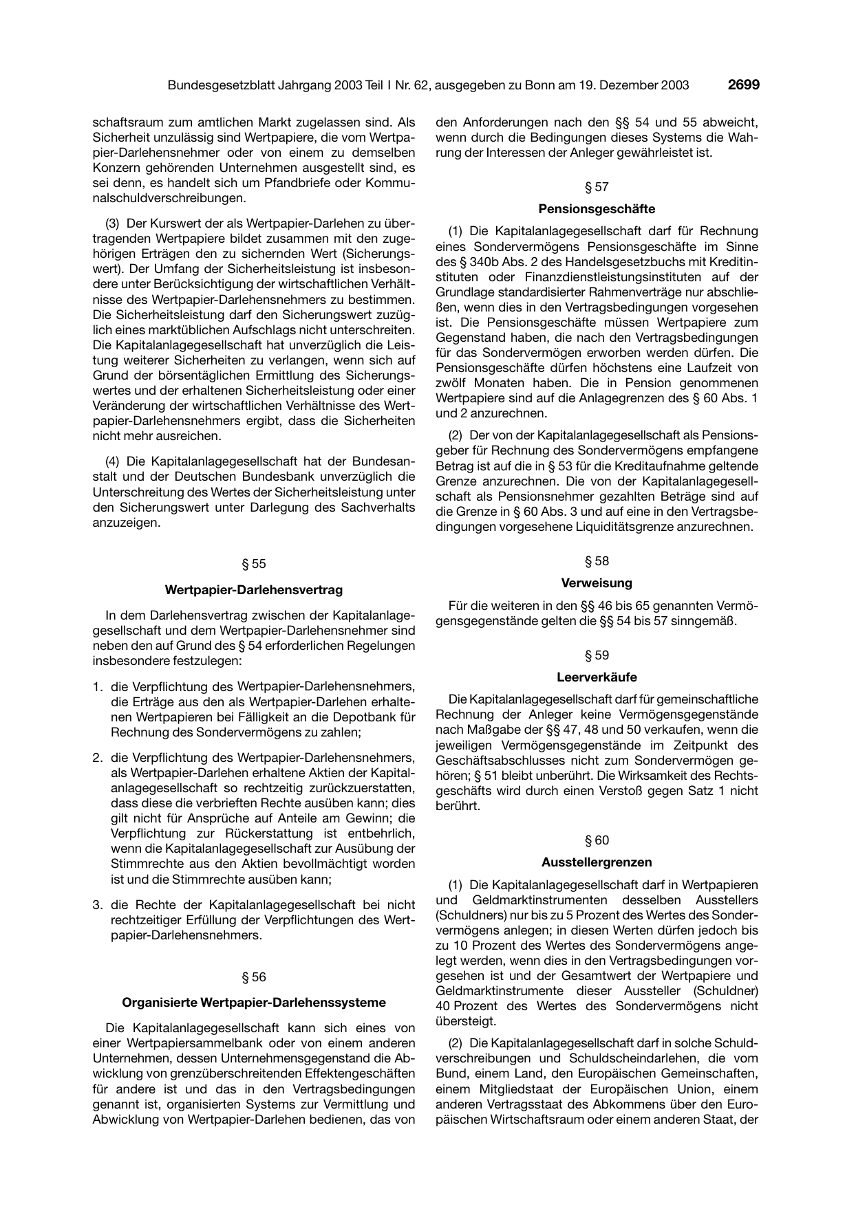 BGBl. 2003, Seite 2699 — Originalseite als Abbildung
