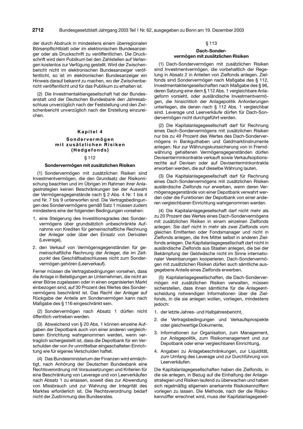 BGBl. 2003, Seite 2712 — Originalseite als Abbildung