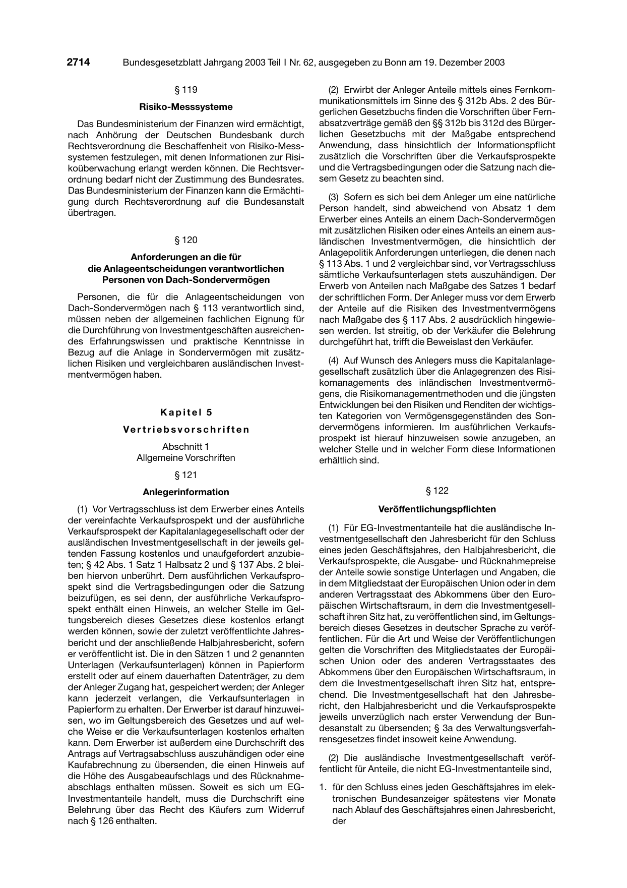 BGBl. 2003, Seite 2714 — Originalseite als Abbildung
