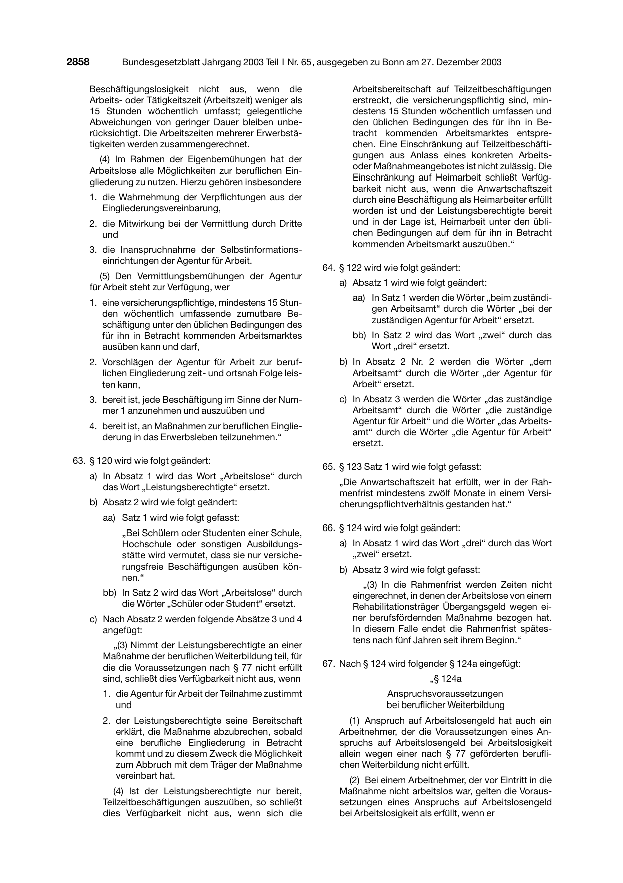BGBl. 2003, Seite 2858 — Originalseite als Abbildung