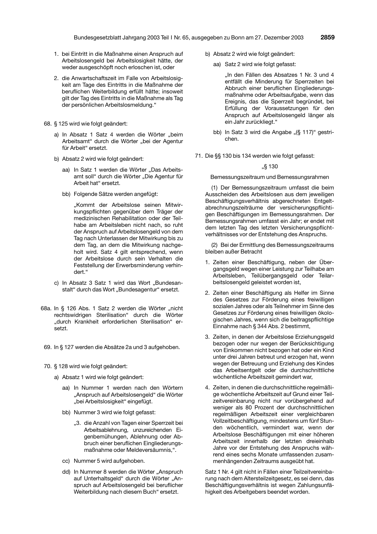BGBl. 2003, Seite 2859 — Originalseite als Abbildung