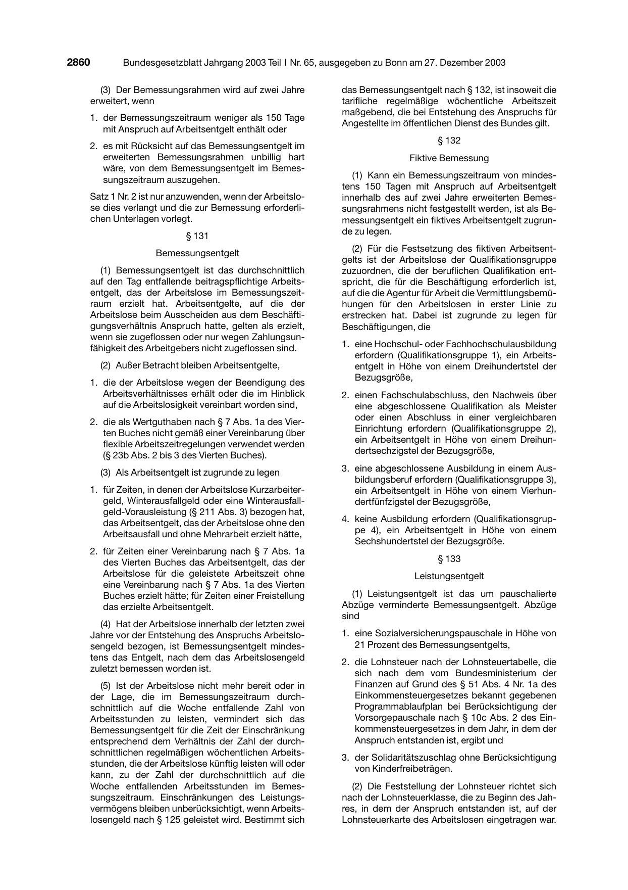 BGBl. 2003, Seite 2860 — Originalseite als Abbildung