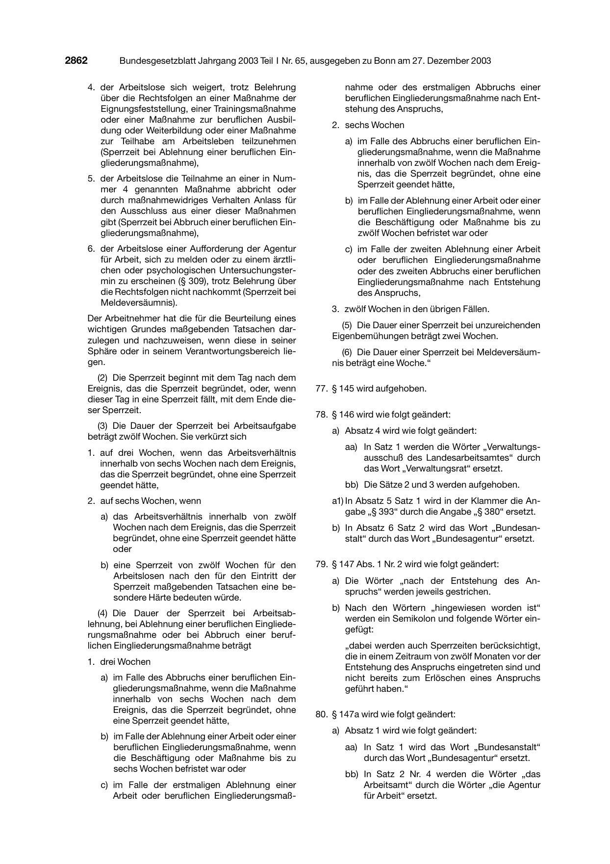 BGBl. 2003, Seite 2862 — Originalseite als Abbildung