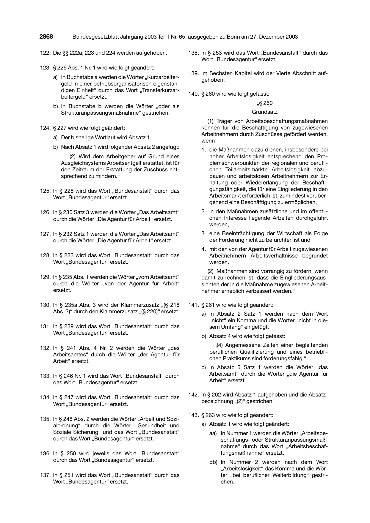 BGBl. 2003, Seite 2868 — Originalseite als Abbildung