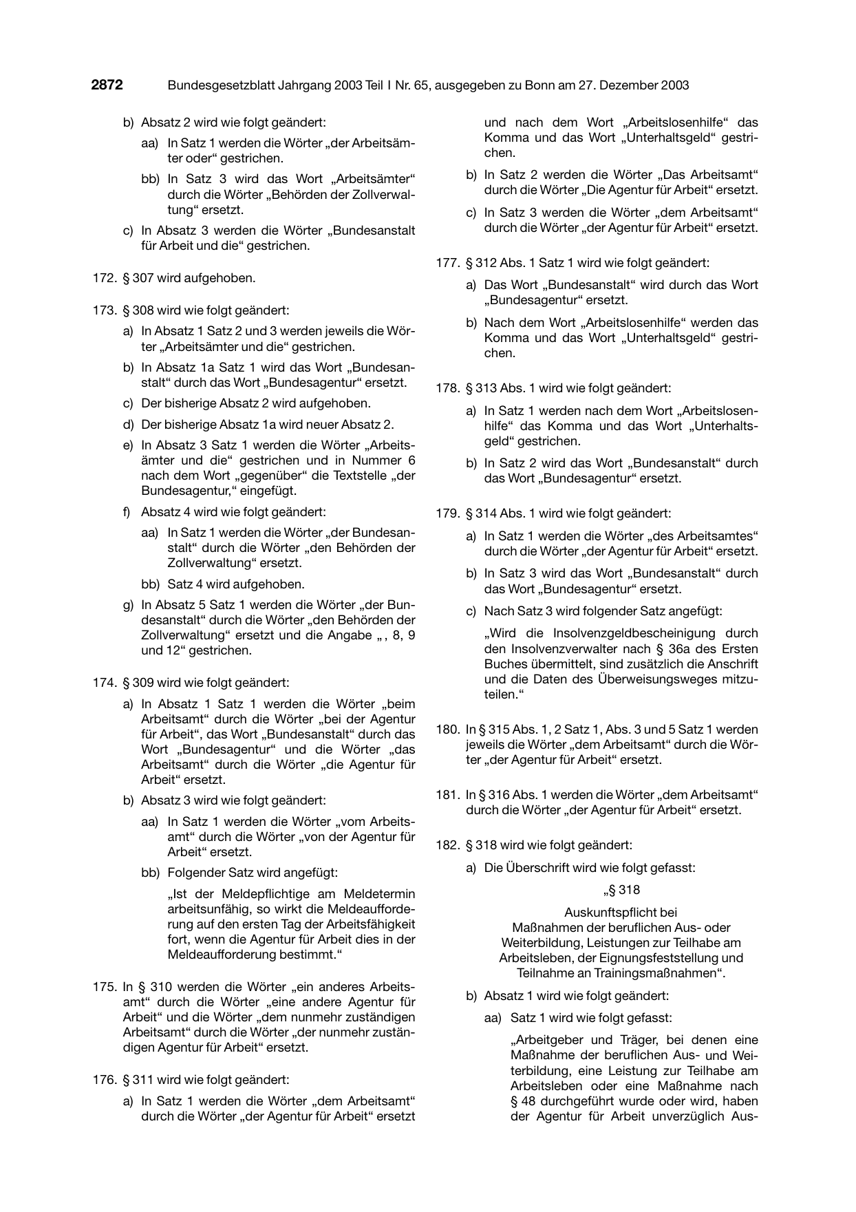 BGBl. 2003, Seite 2872 — Originalseite als Abbildung