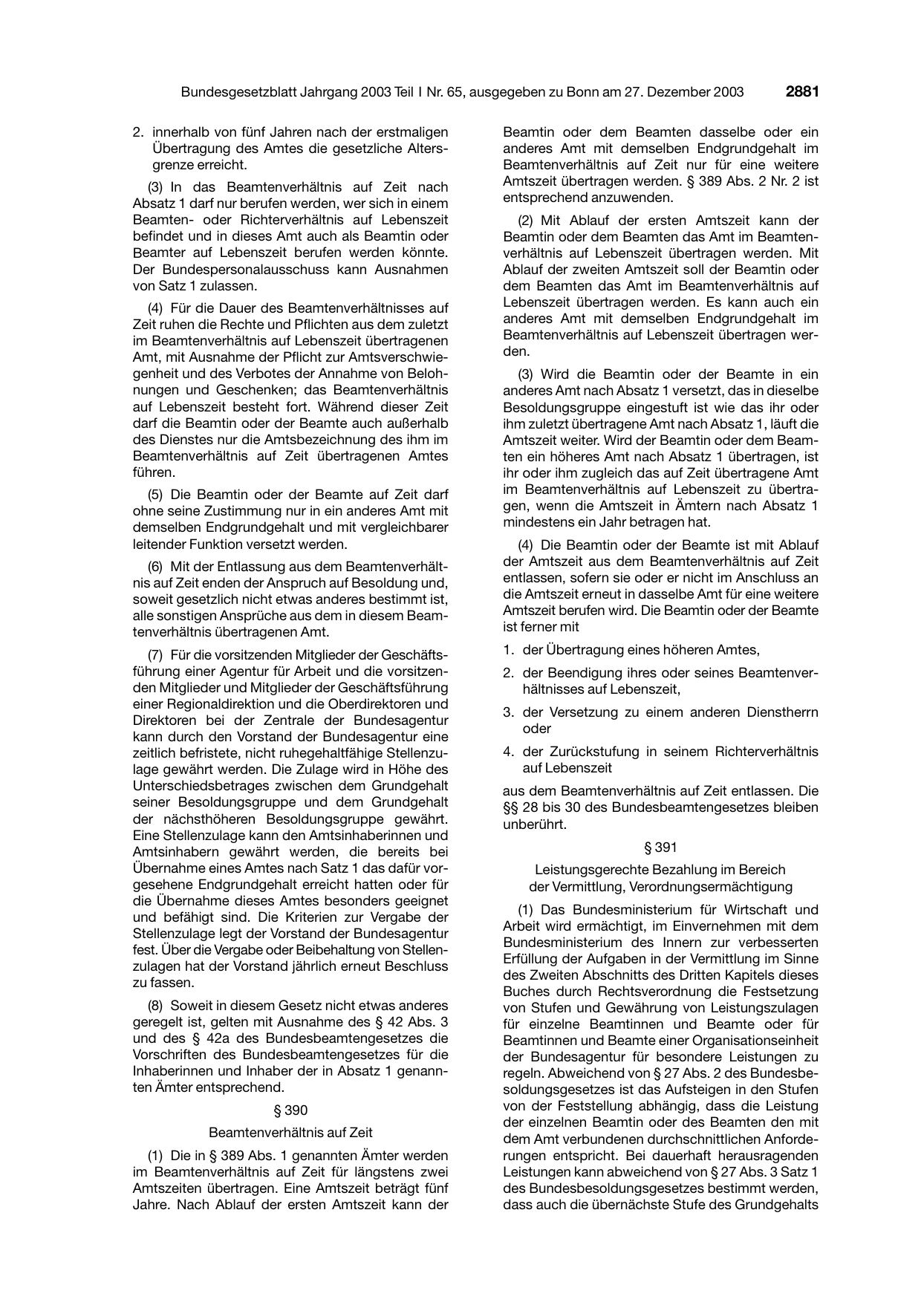 BGBl. 2003, Seite 2881 — Originalseite als Abbildung