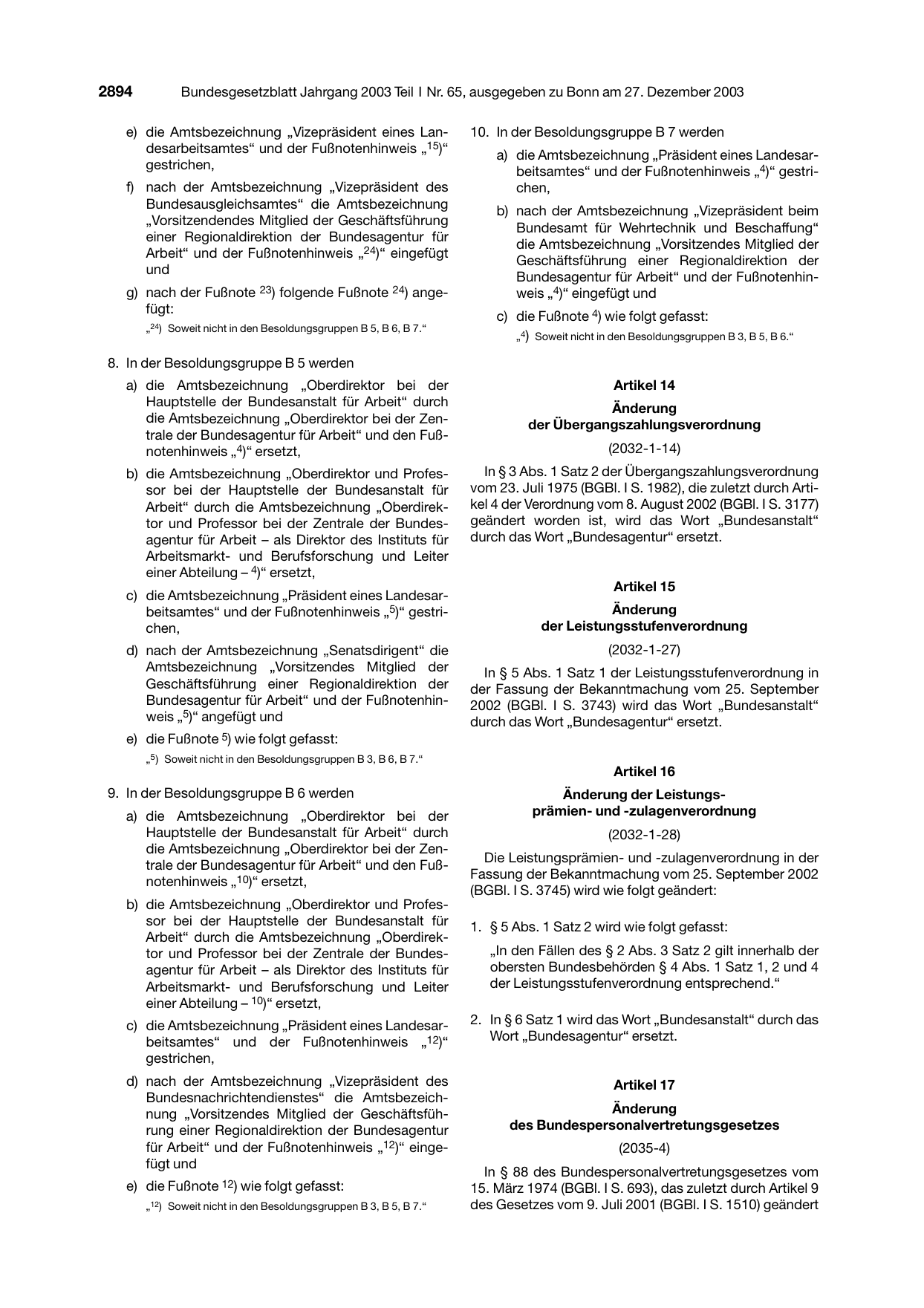 BGBl. 2003, Seite 2894 — Originalseite als Abbildung
