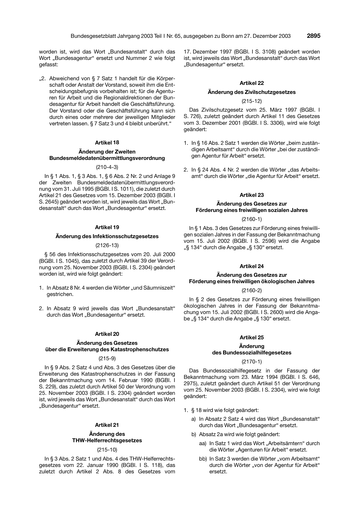 BGBl. 2003, Seite 2895 — Originalseite als Abbildung