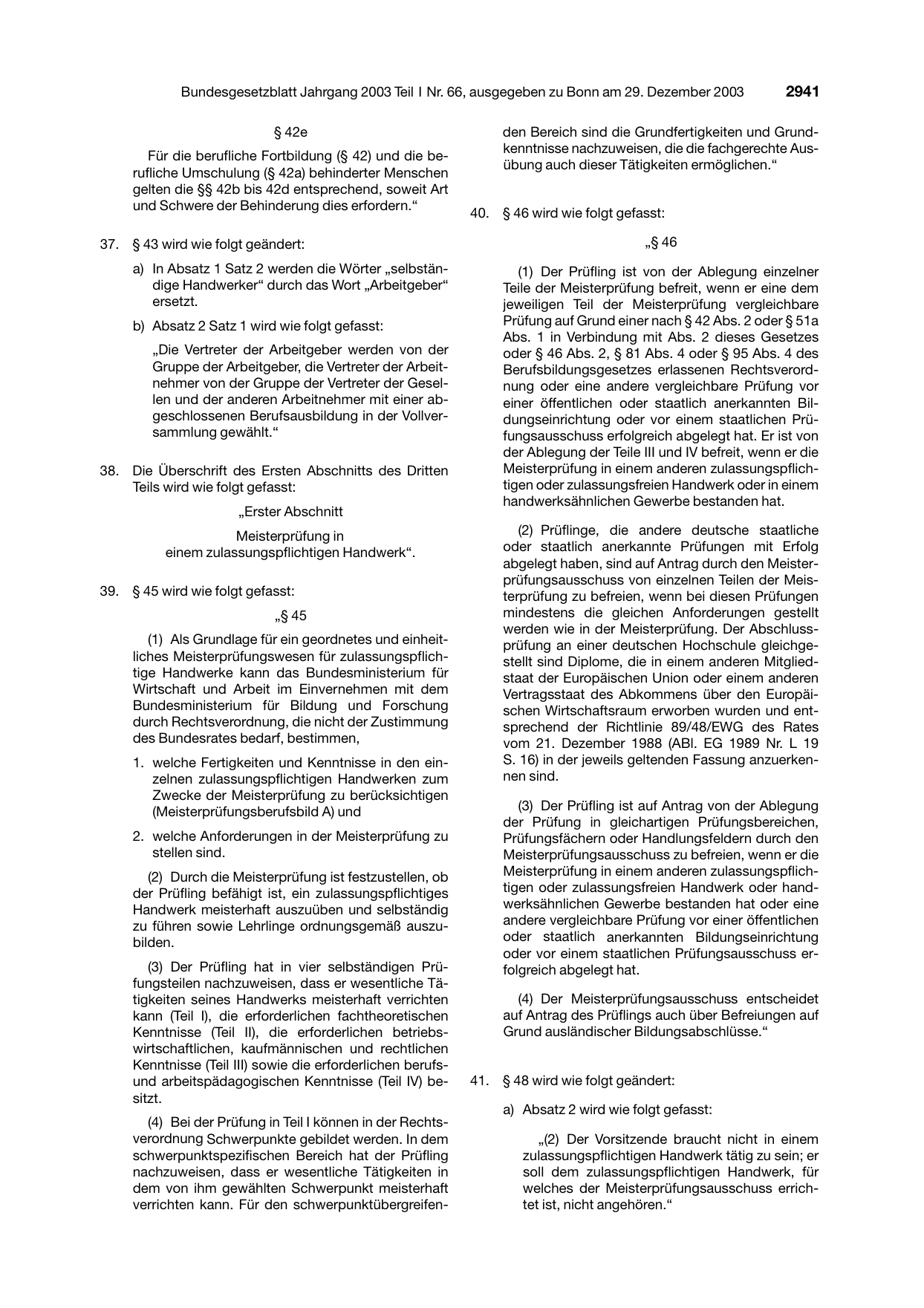 BGBl. 2003, Seite 2941 — Originalseite als Abbildung