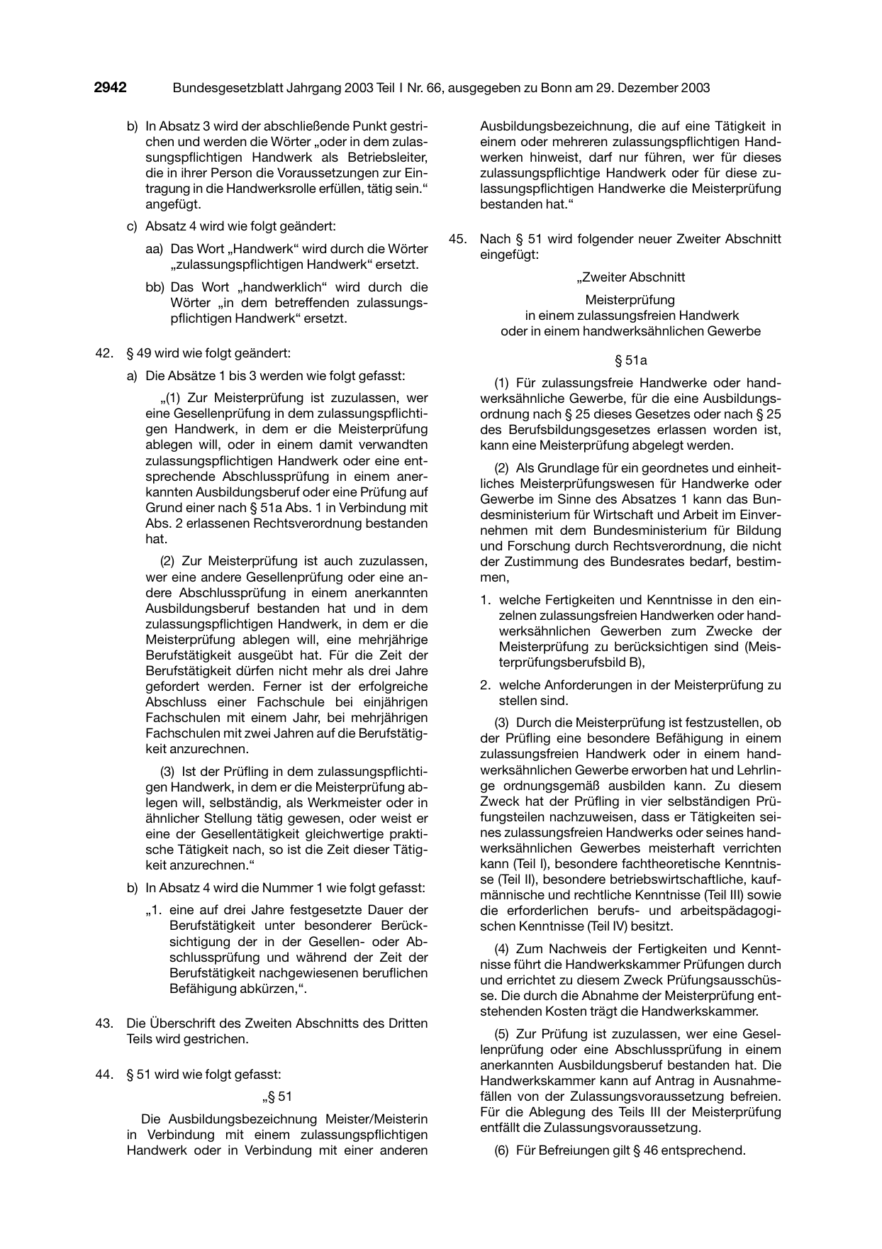 BGBl. 2003, Seite 2942 — Originalseite als Abbildung