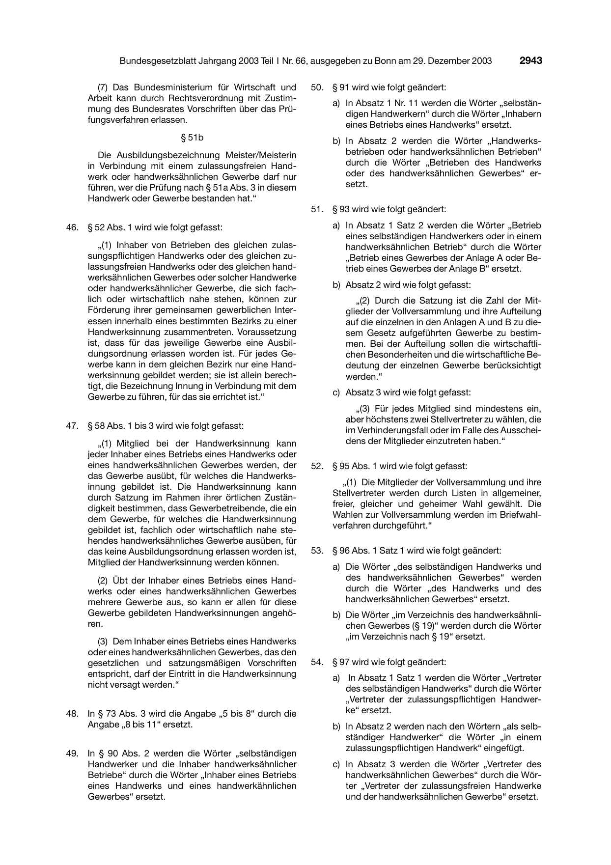 BGBl. 2003, Seite 2943 — Originalseite als Abbildung