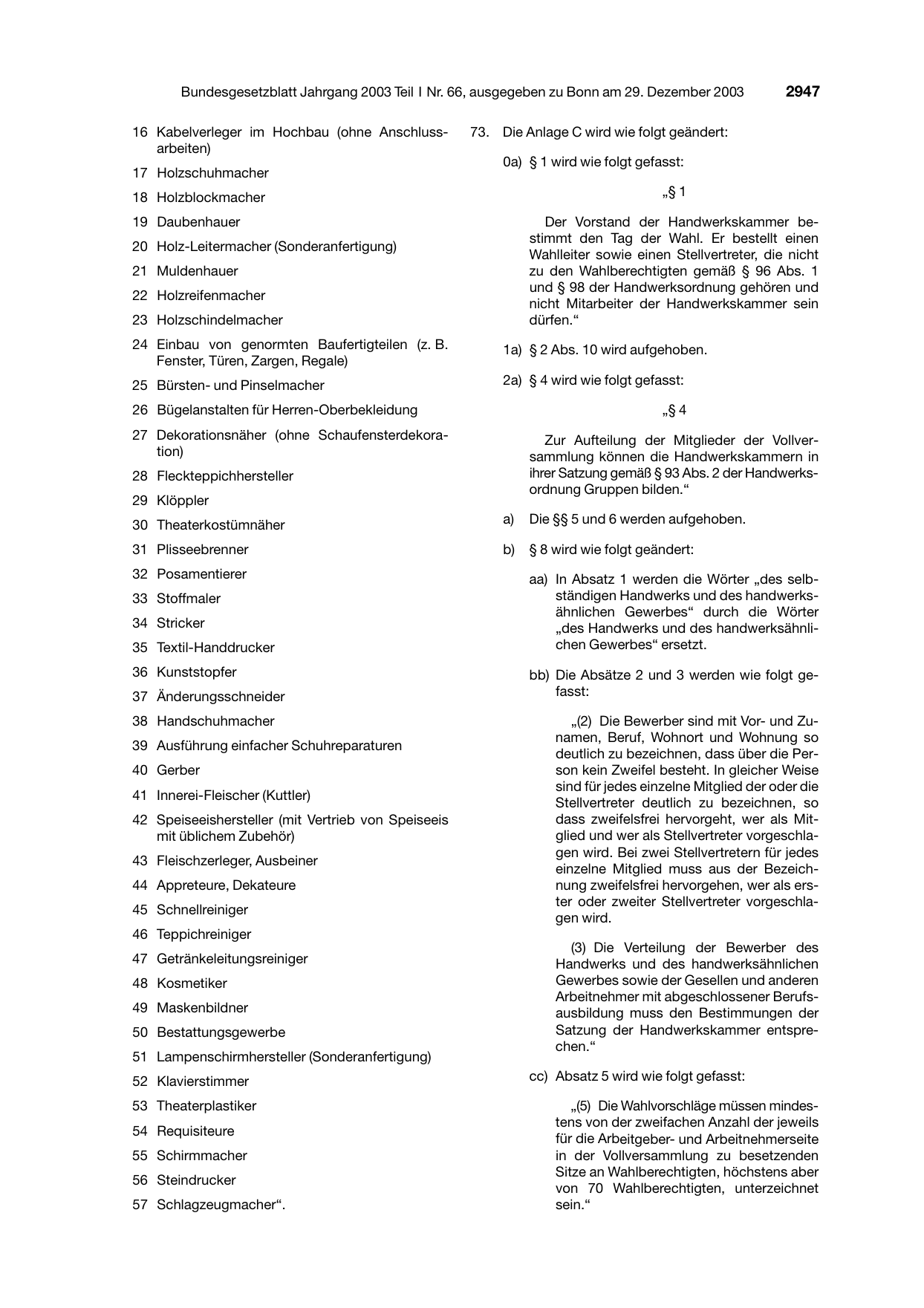 BGBl. 2003, Seite 2947 — Originalseite als Abbildung