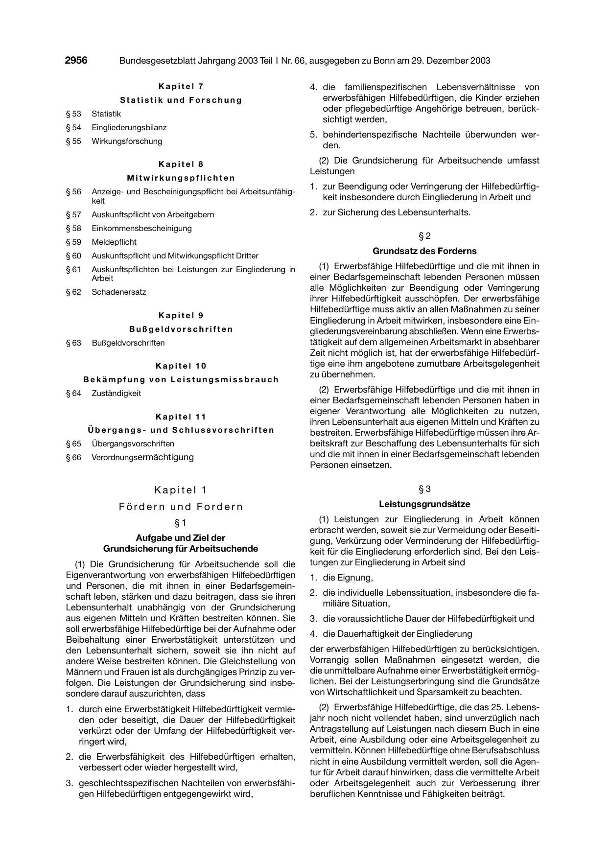 BGBl. 2003, Seite 2956 — Originalseite als Abbildung
