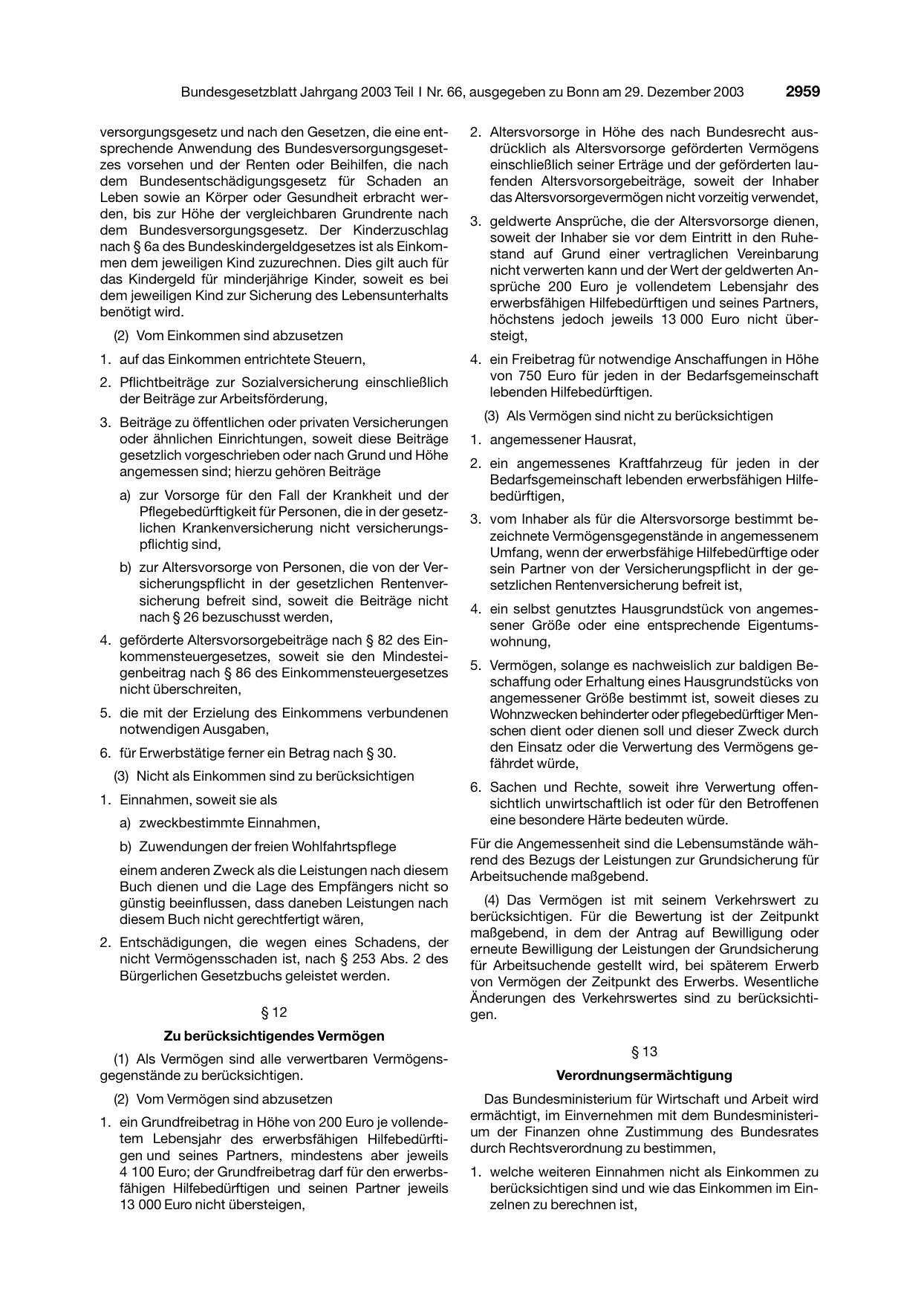 BGBl. 2003, Seite 2959 — Originalseite als Abbildung