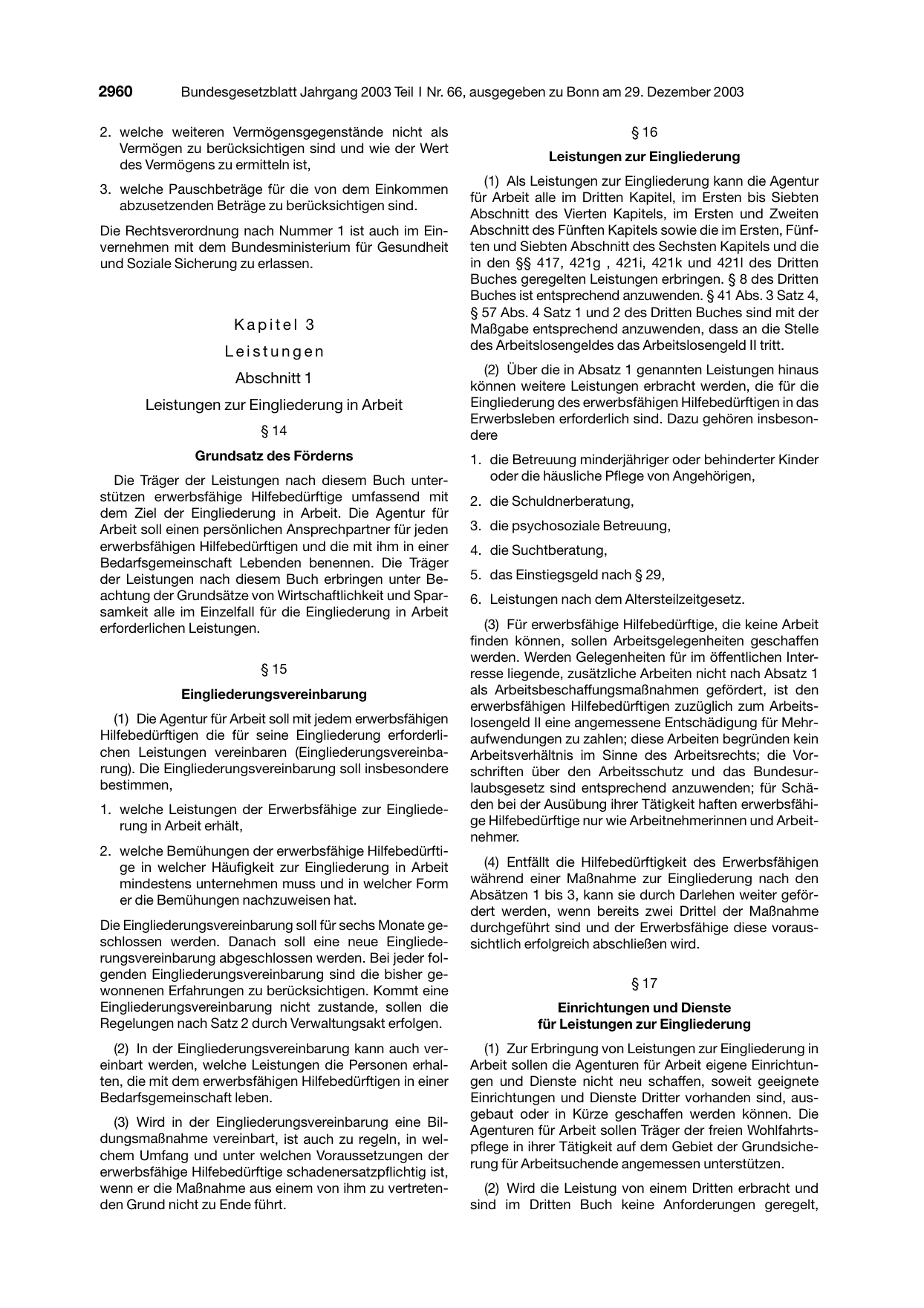 BGBl. 2003, Seite 2960 — Originalseite als Abbildung