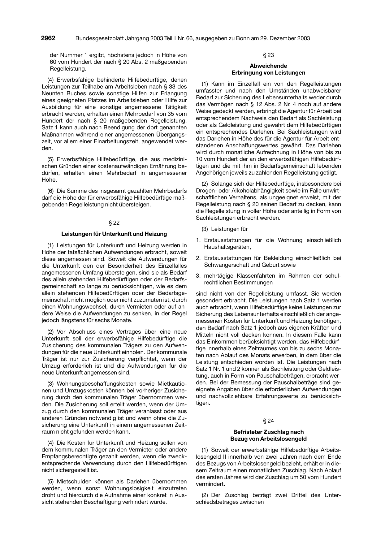 BGBl. 2003, Seite 2962 — Originalseite als Abbildung